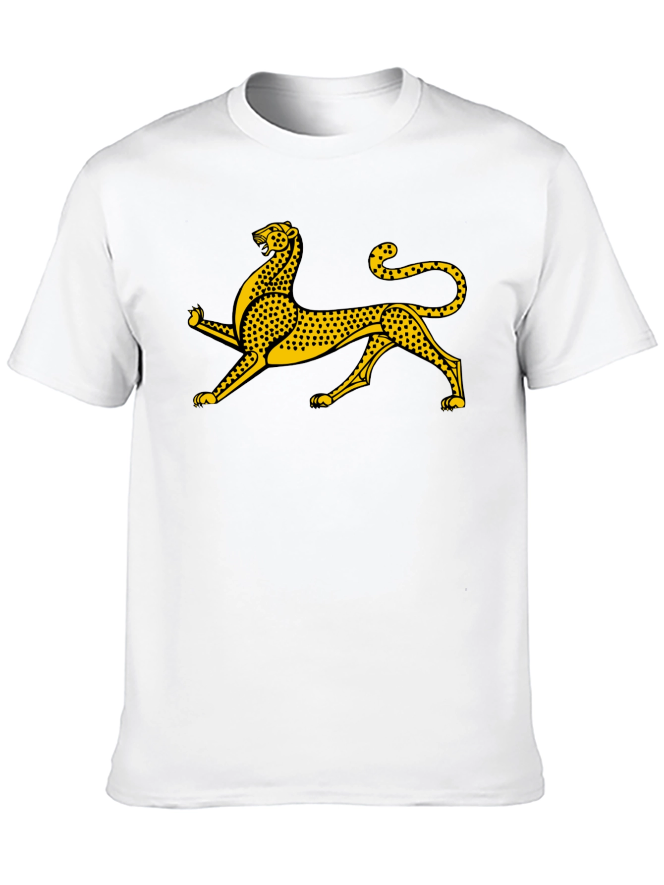 Black Tee with Gold Leopard Graphic