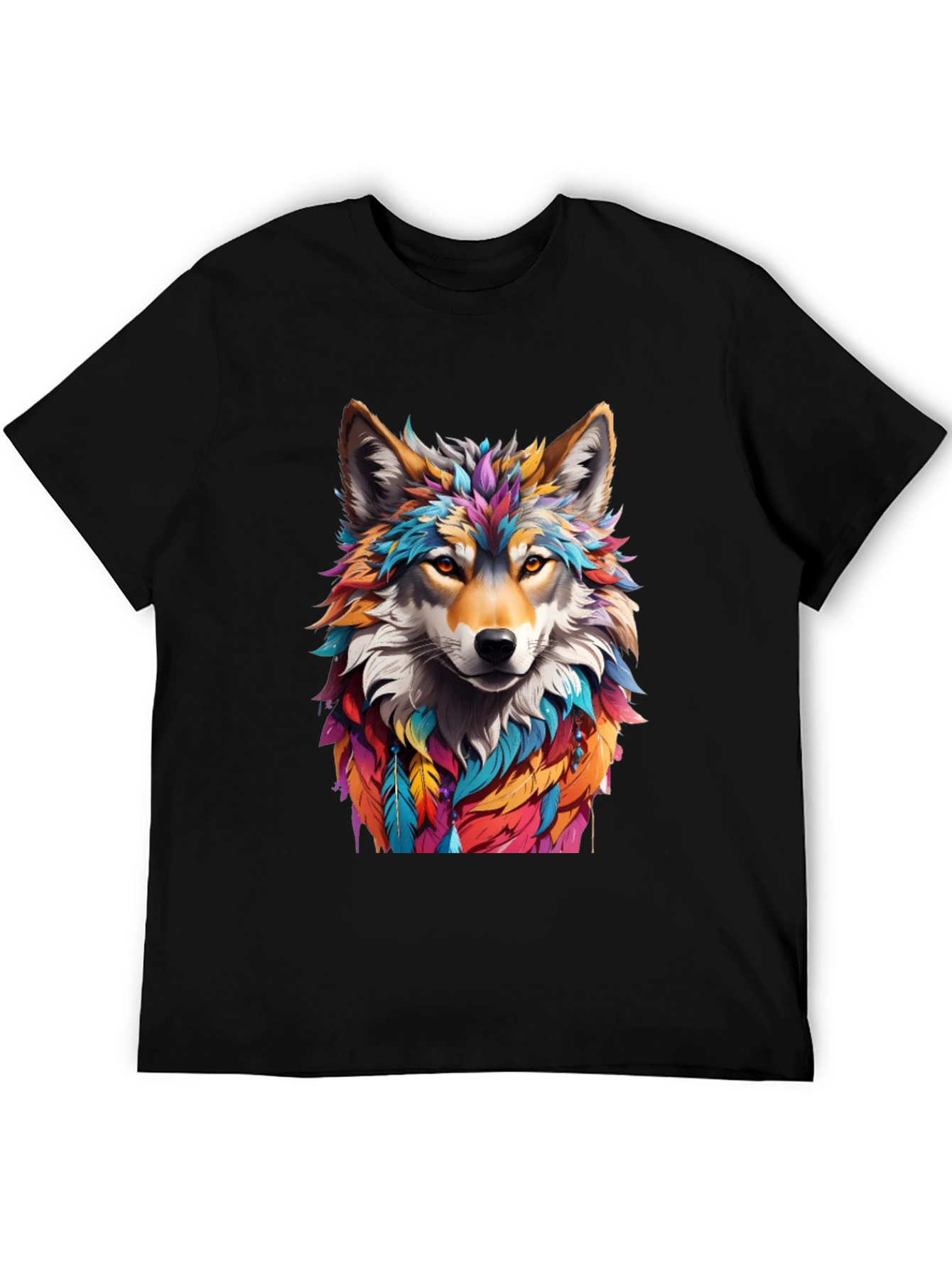 Vibrant Wolf Graphic Tee - Artistic Animal Design