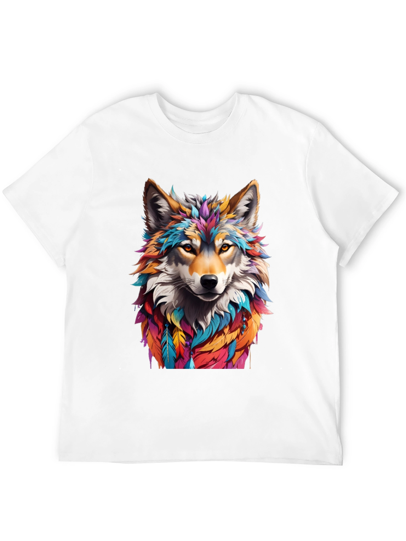 Vibrant Wolf Graphic Tee - Artistic Animal Design