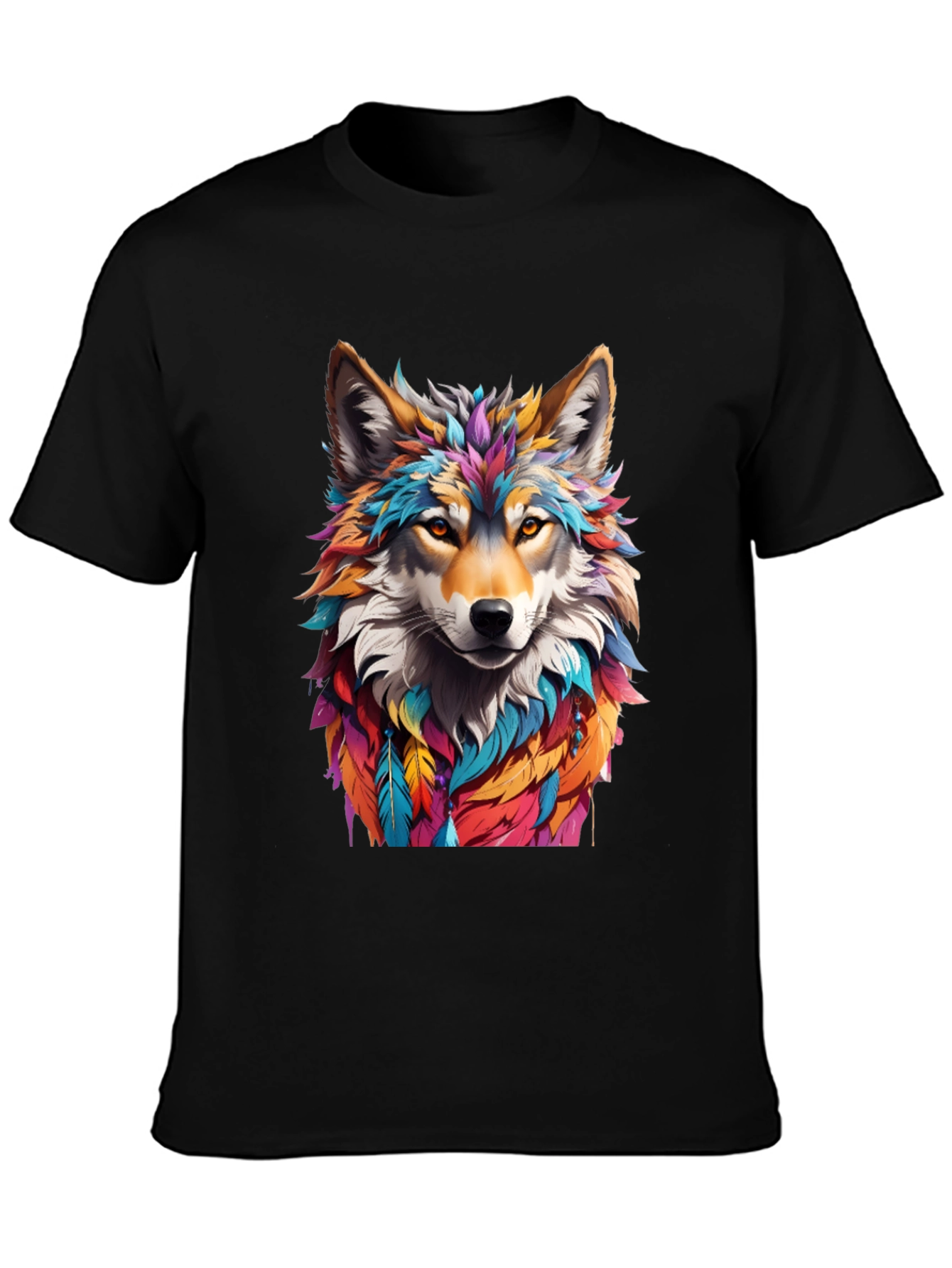 Vibrant Wolf Graphic Tee - Artistic Animal Design