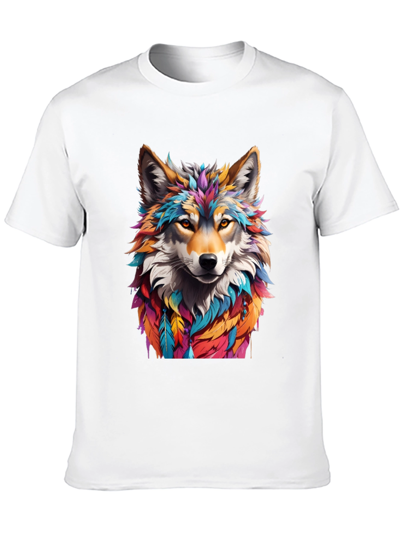 Vibrant Wolf Graphic Tee - Artistic Animal Design