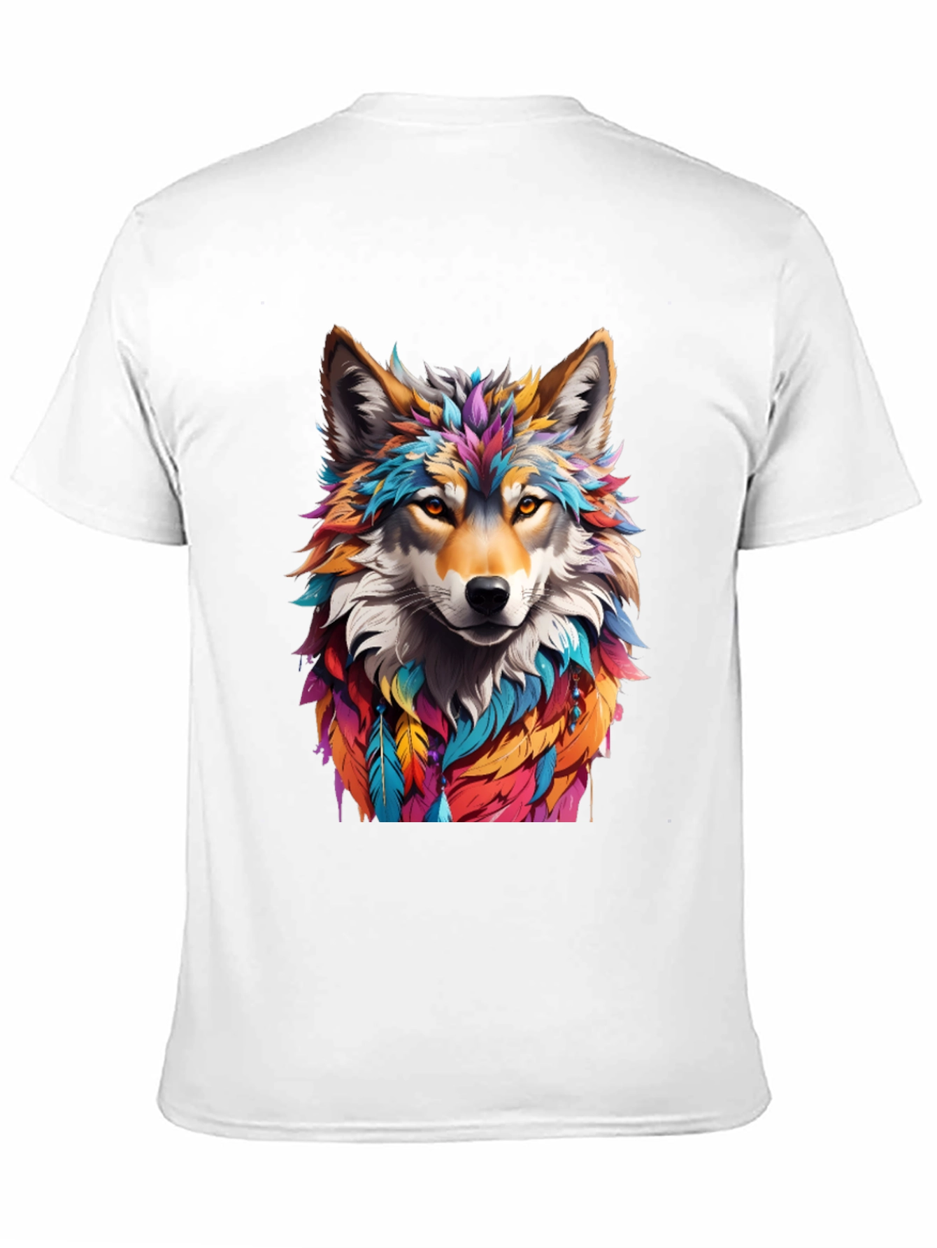 Vibrant Wolf Graphic Tee - Artistic Animal Design