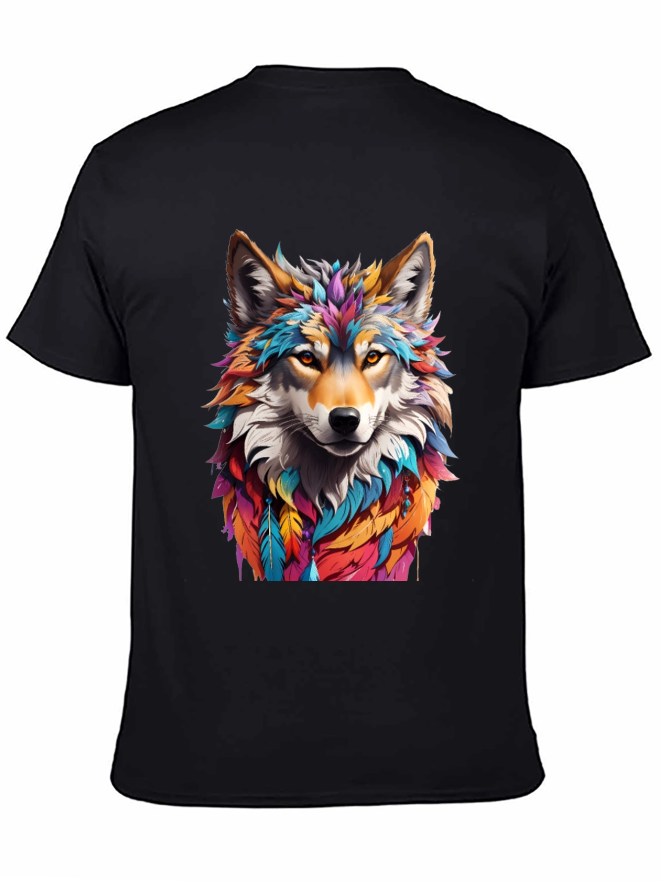 Vibrant Wolf Graphic Tee - Artistic Animal Design
