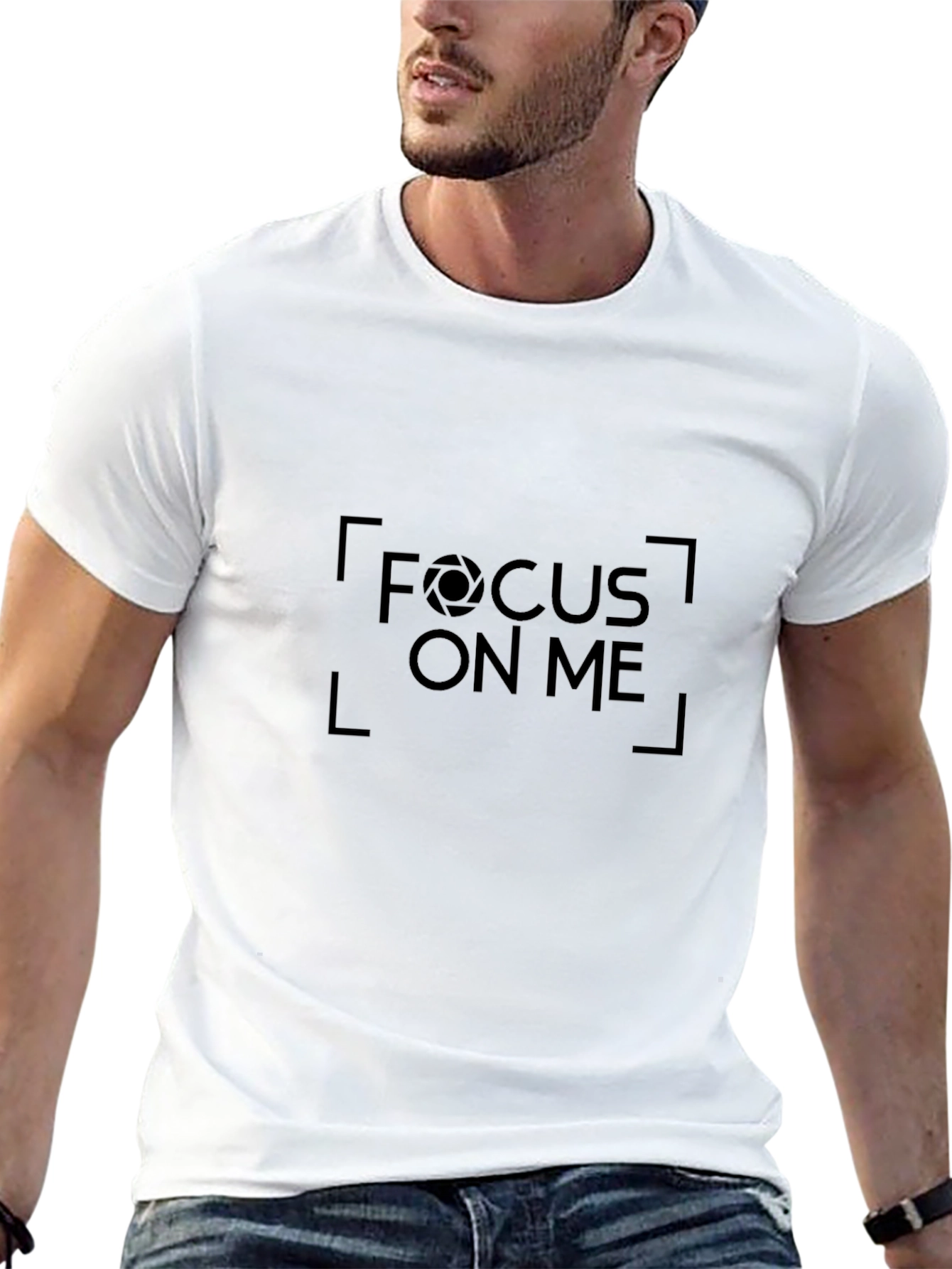 Focus On Me Graphic Tee - Black Cotton T-Shirt