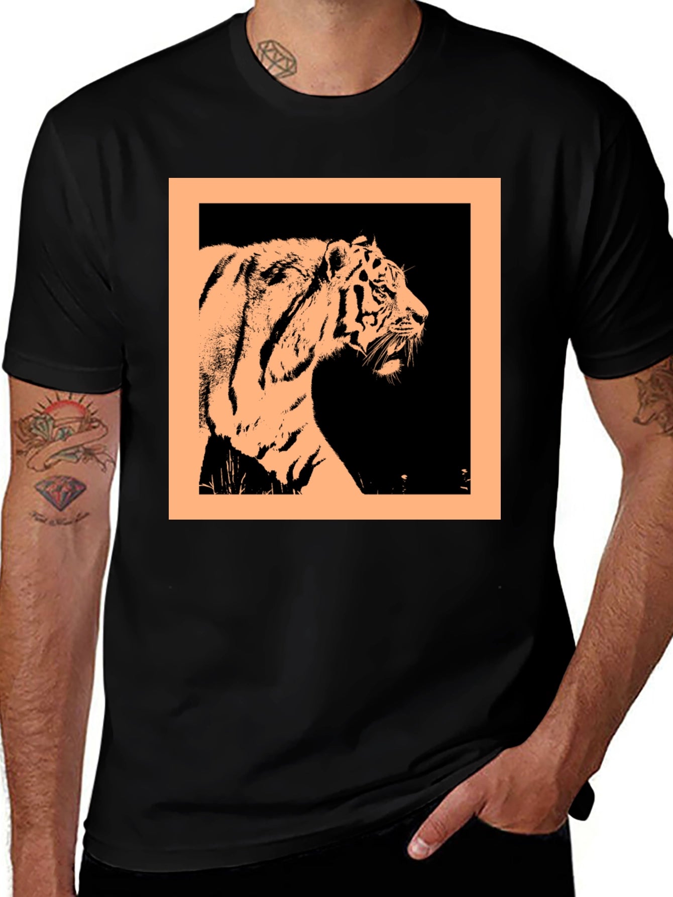 Tiger Graphic Black Crew Neck T-Shirt