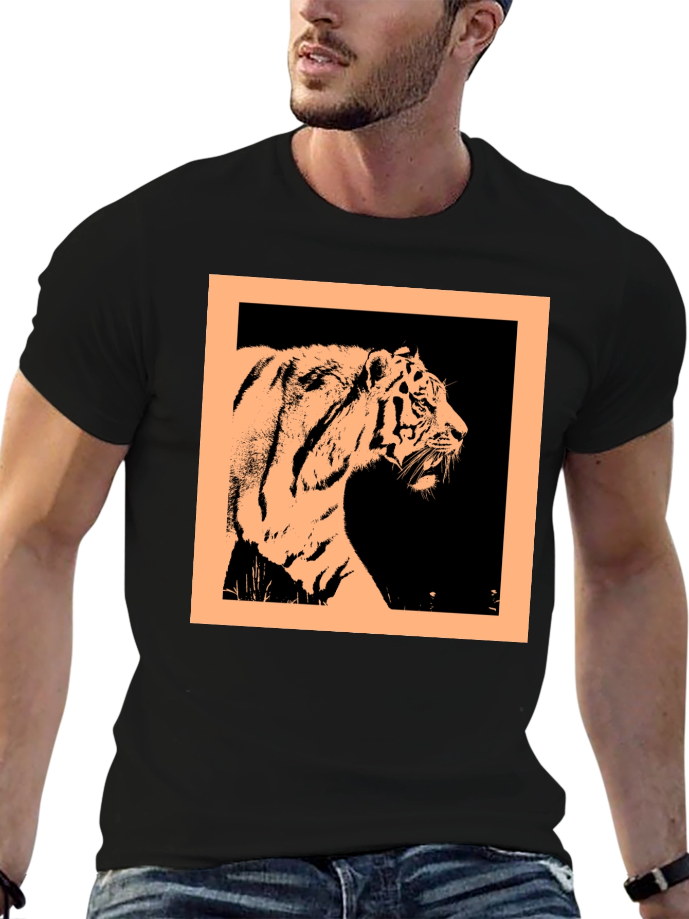 Tiger Graphic Black Crew Neck T-Shirt