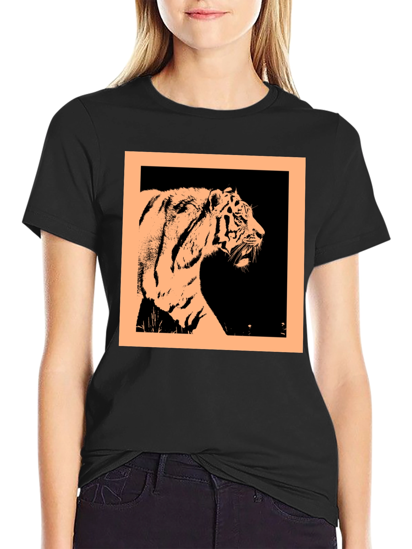 Tiger Graphic Black Crew Neck T-Shirt