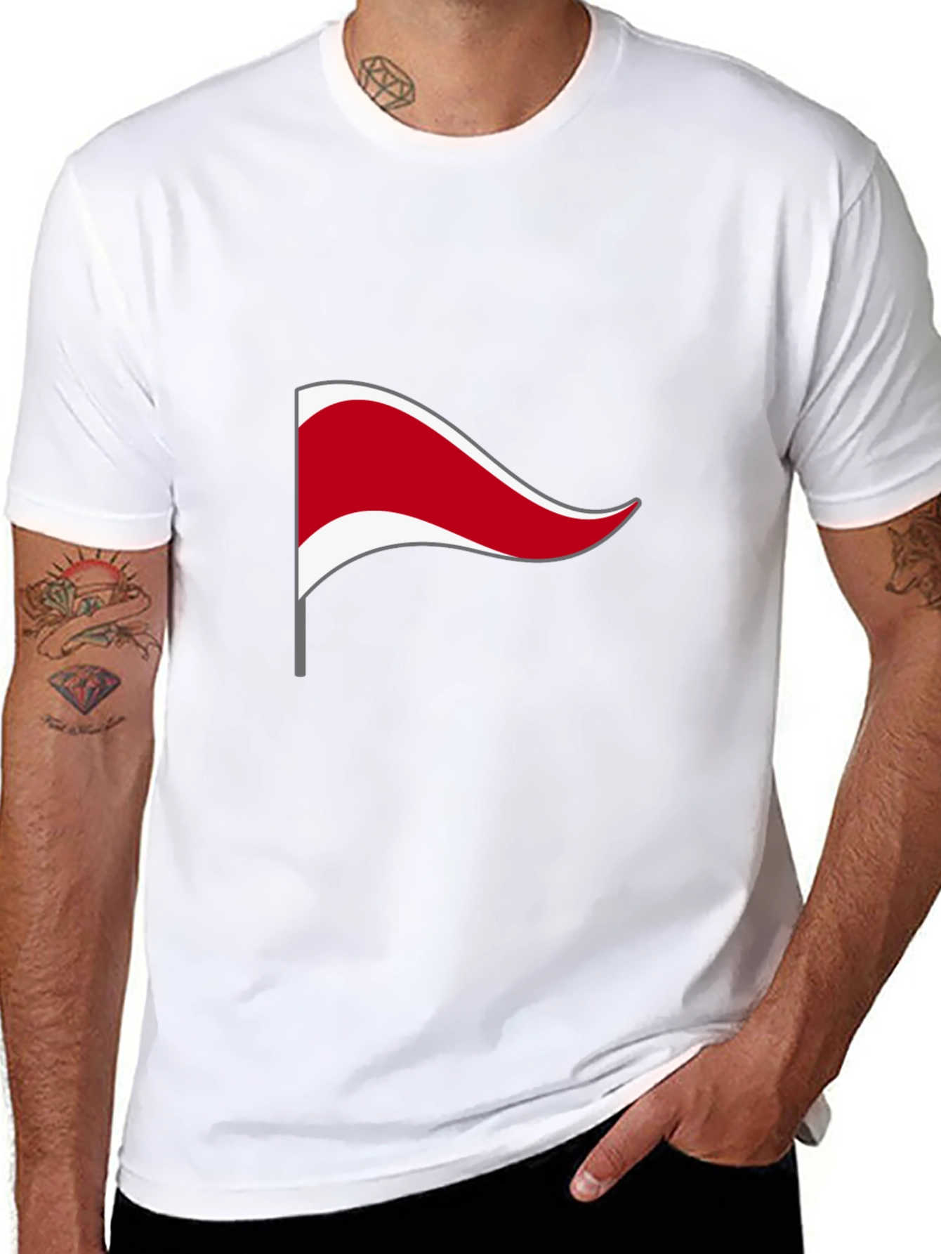 Black T-Shirt with Novelty Flag Design