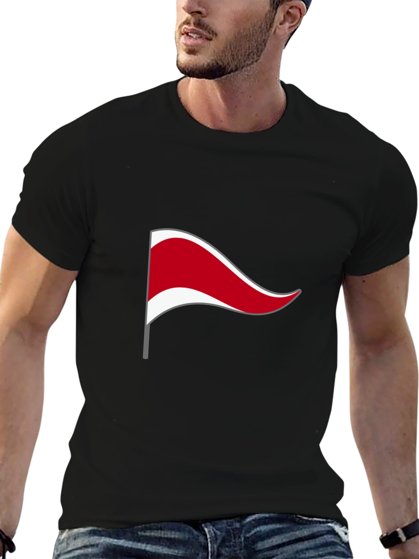 Black T-Shirt with Novelty Flag Design