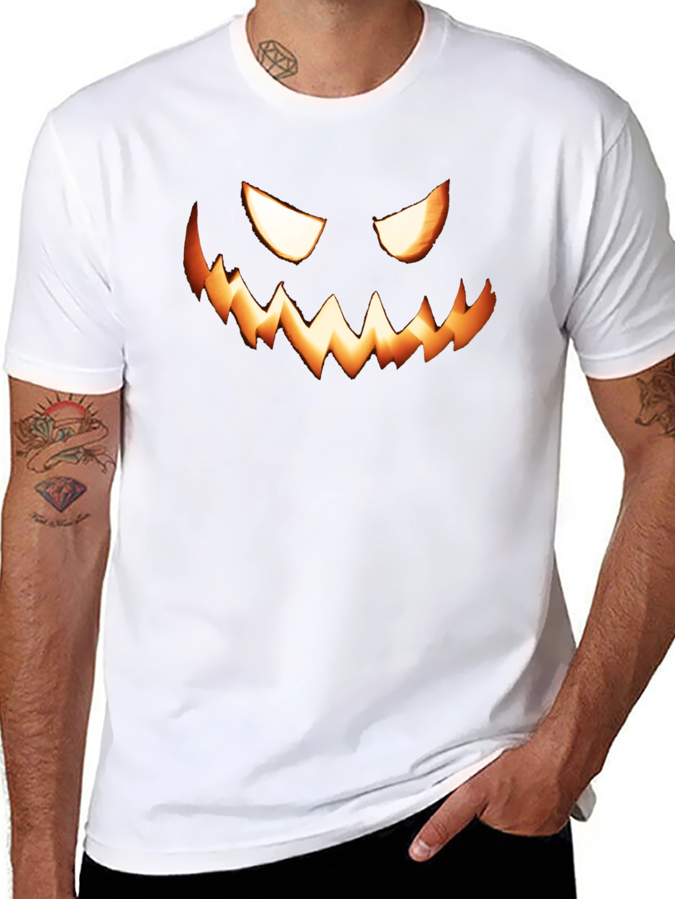 Spooky Pumpkin Face Graphic T-Shirt - Halloween Style