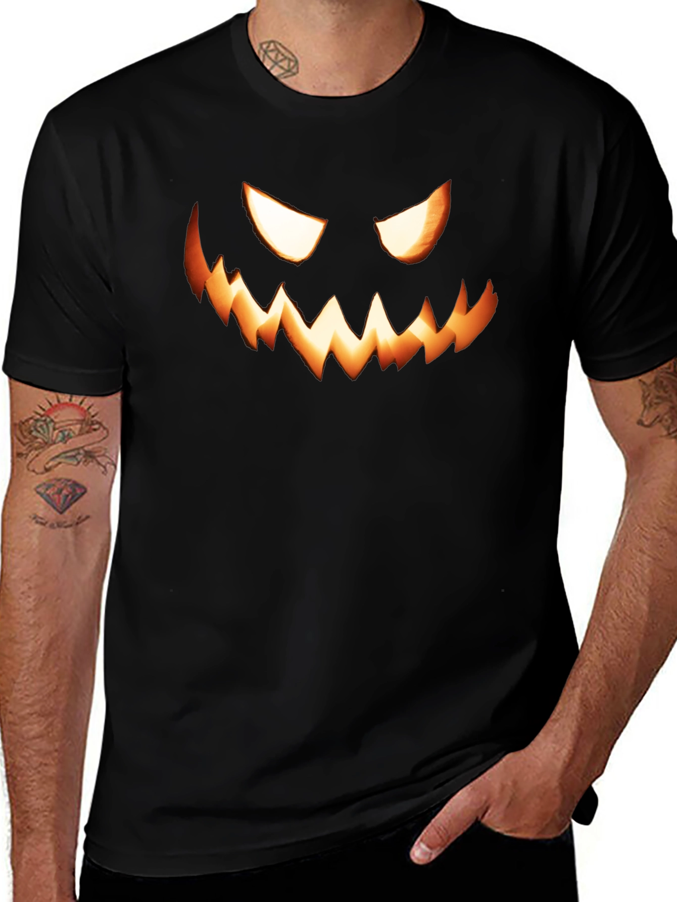 Spooky Pumpkin Face Graphic T-Shirt - Halloween Style