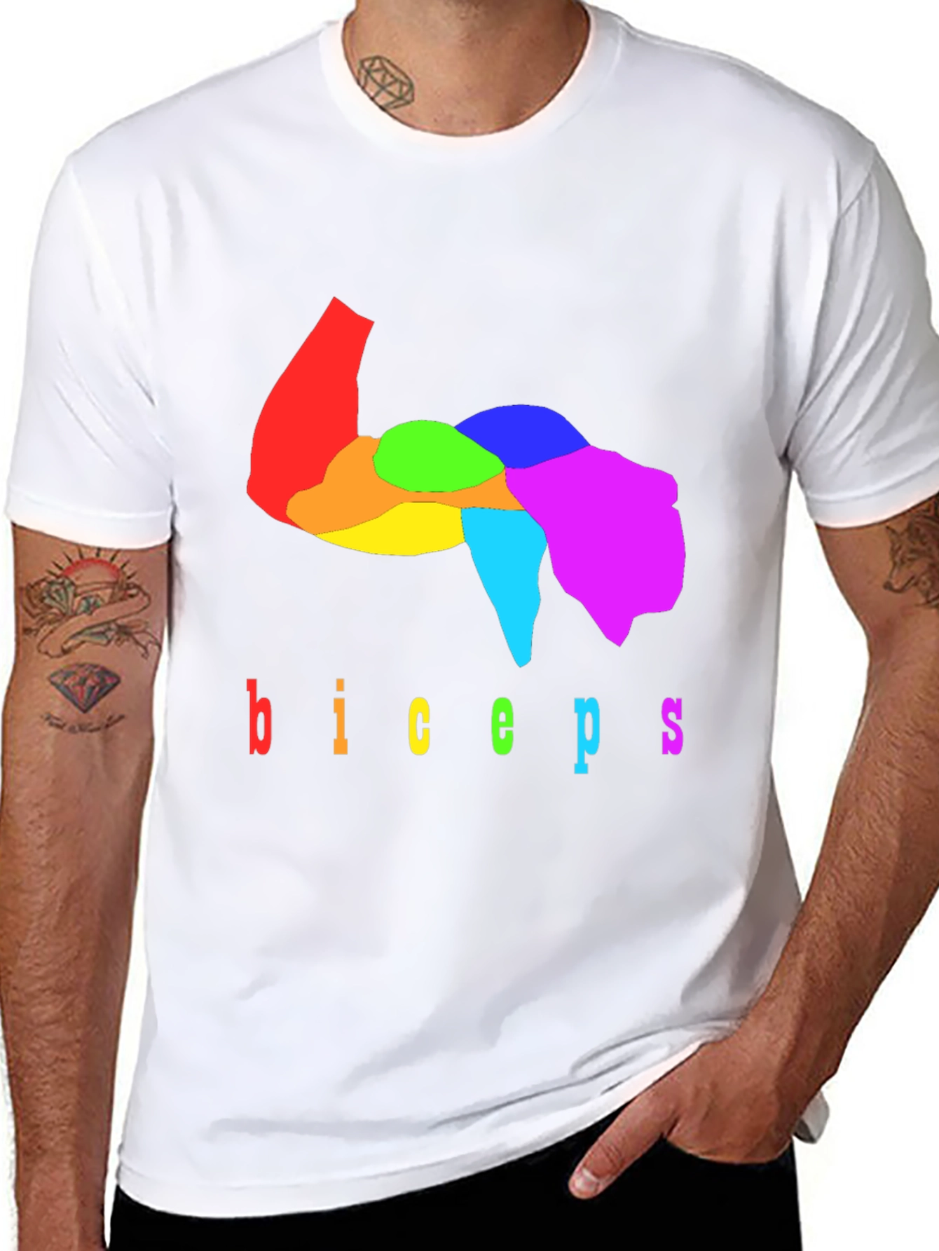 Rainbow Biceps Graphic Tee - Bodybuilding Shirt