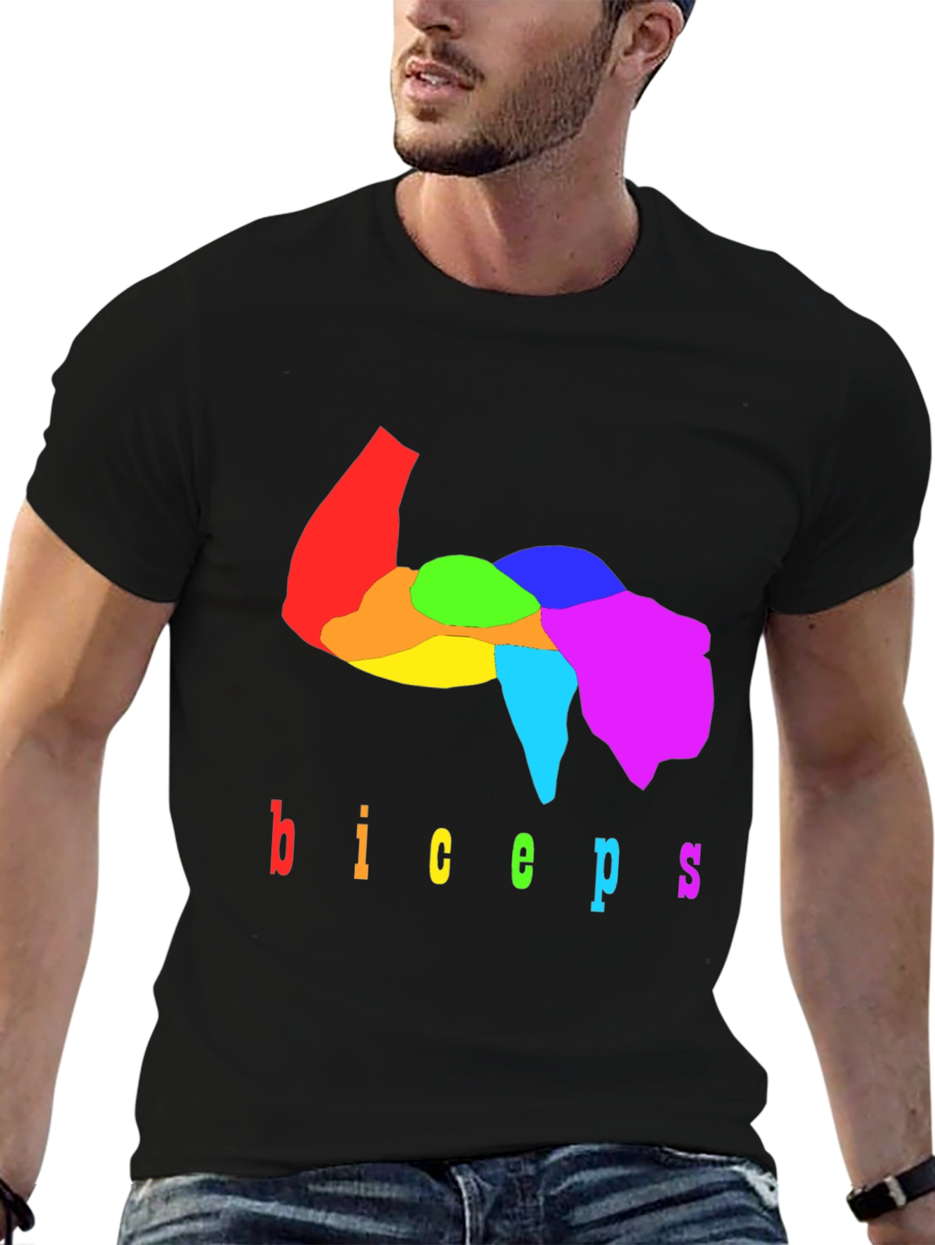Rainbow Biceps Graphic Tee - Bodybuilding Shirt