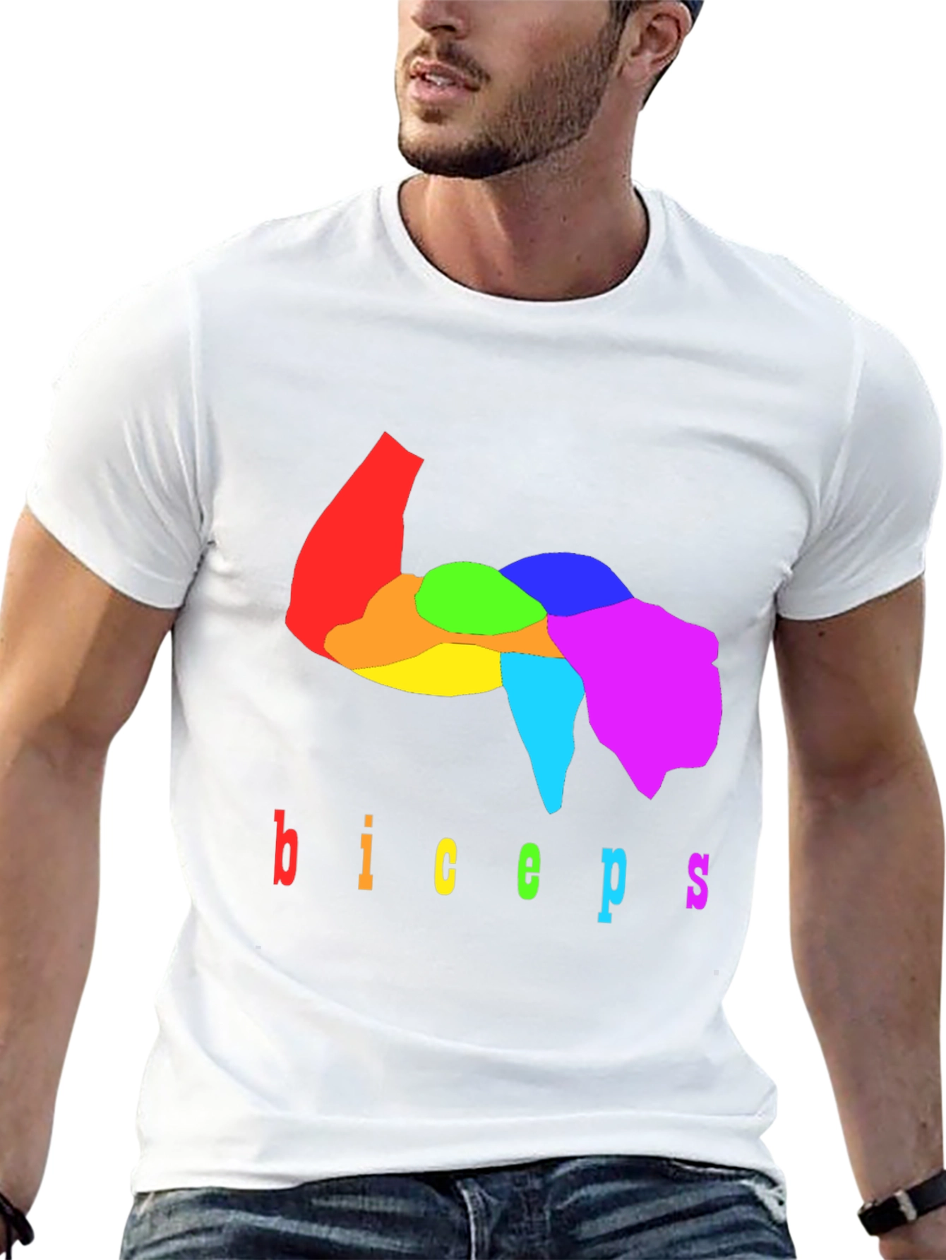 Rainbow Biceps Graphic Tee - Bodybuilding Shirt