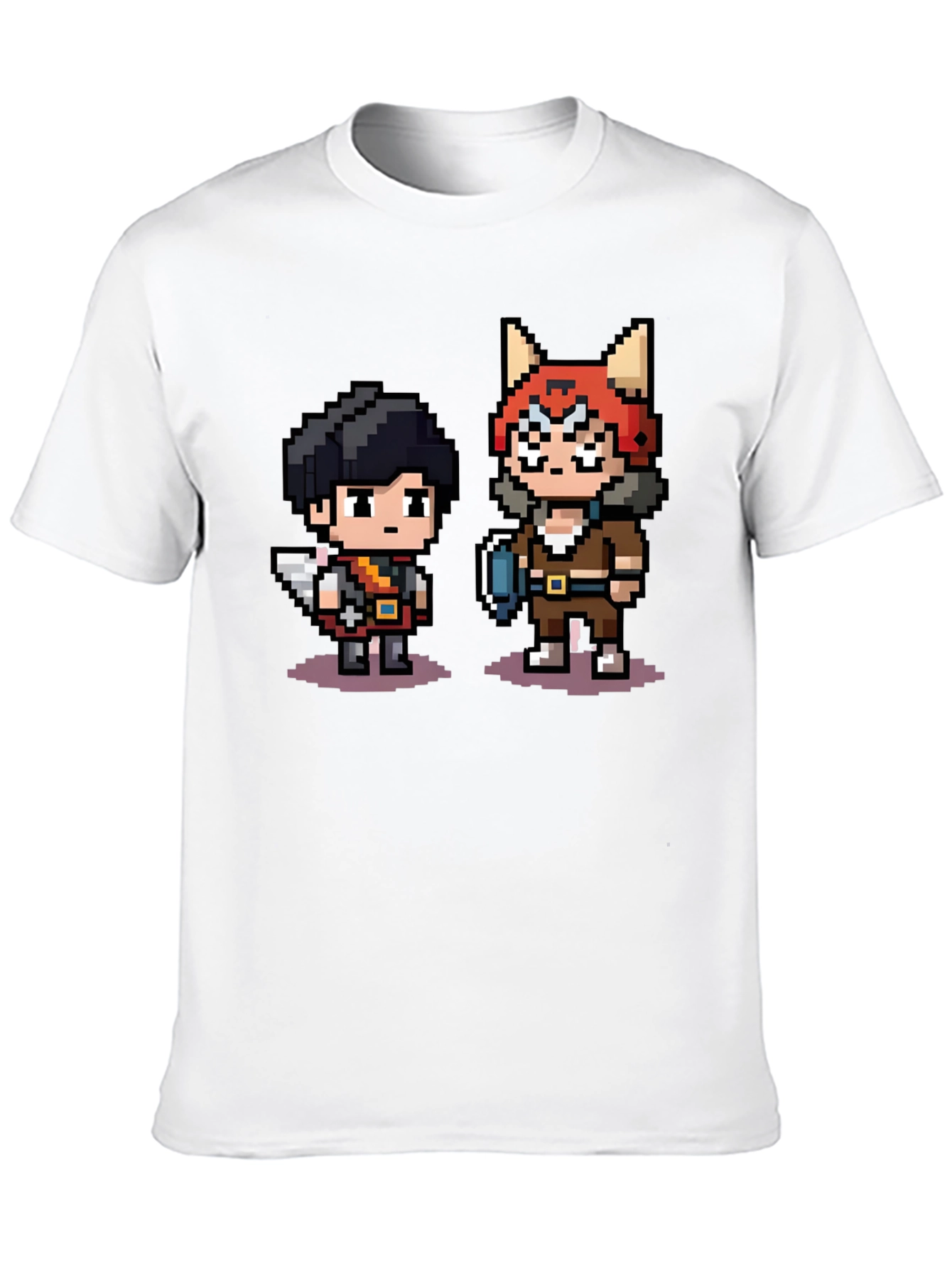 Pixel Character Print Black T-Shirt