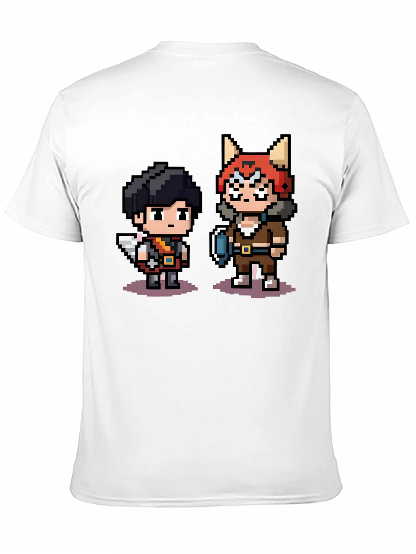Pixel Character Print Black T-Shirt