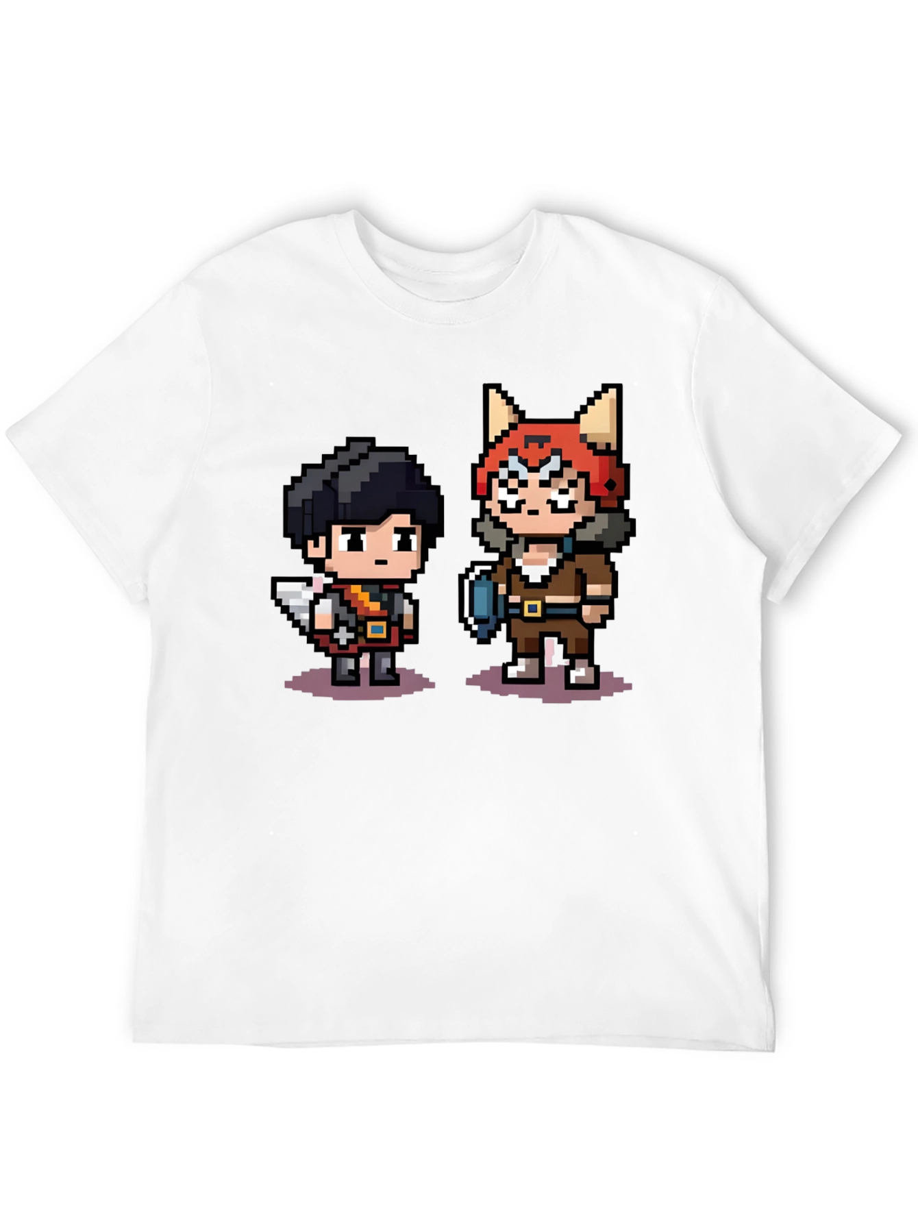 Pixel Character Print Black T-Shirt
