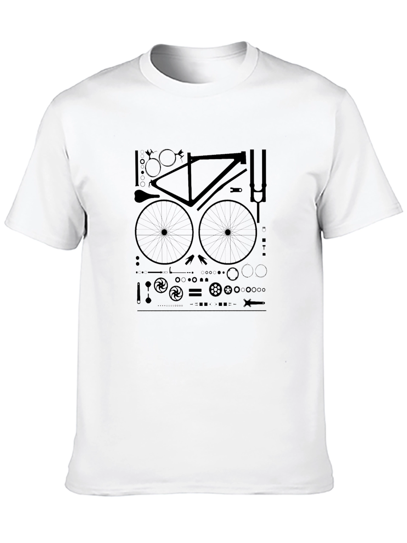 Bike Parts T-Shirt - Black Cotton Graphic Tee