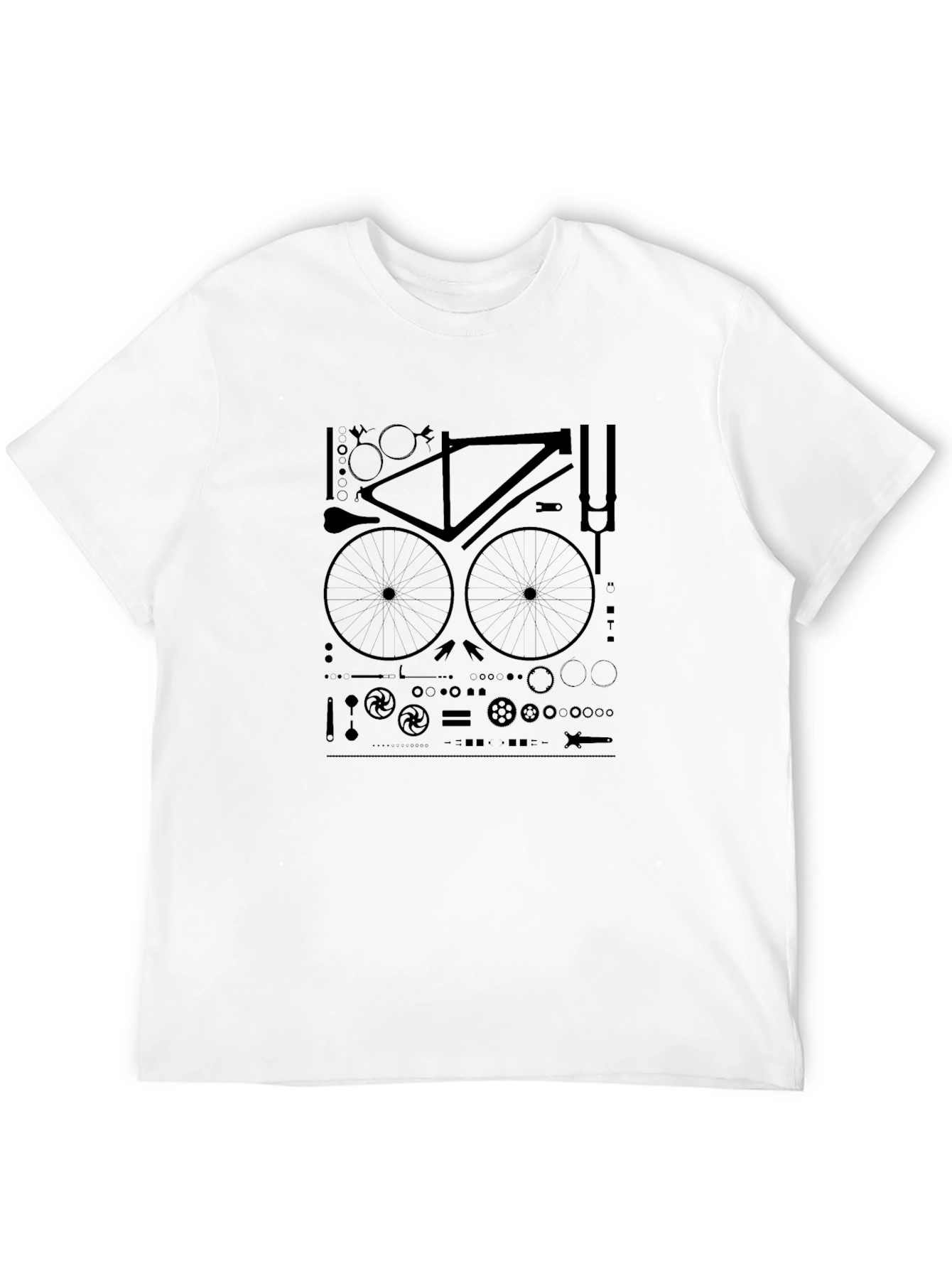 Bike Parts T-Shirt - Black Cotton Graphic Tee