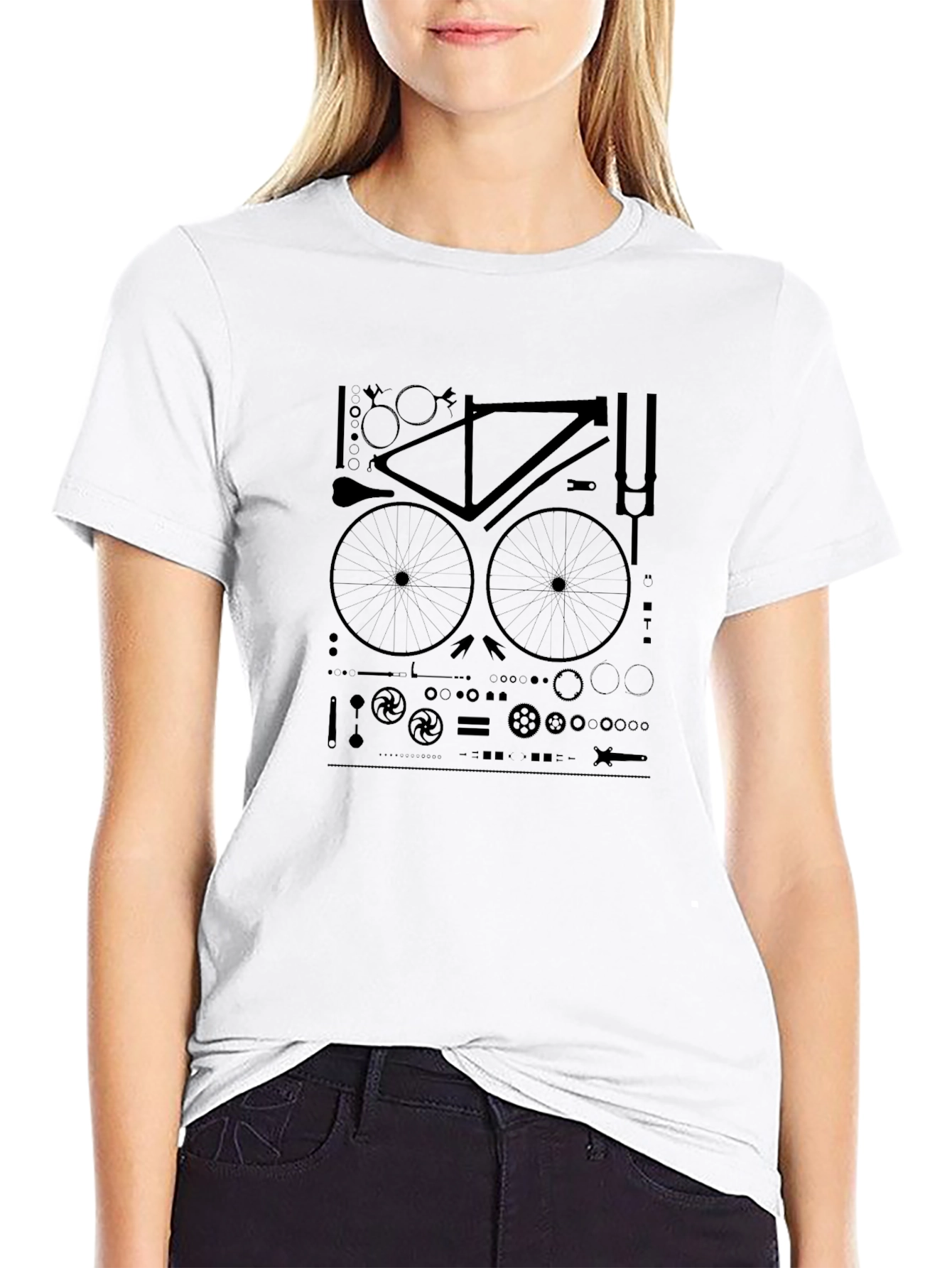 Bike Parts T-Shirt - Black Cotton Graphic Tee