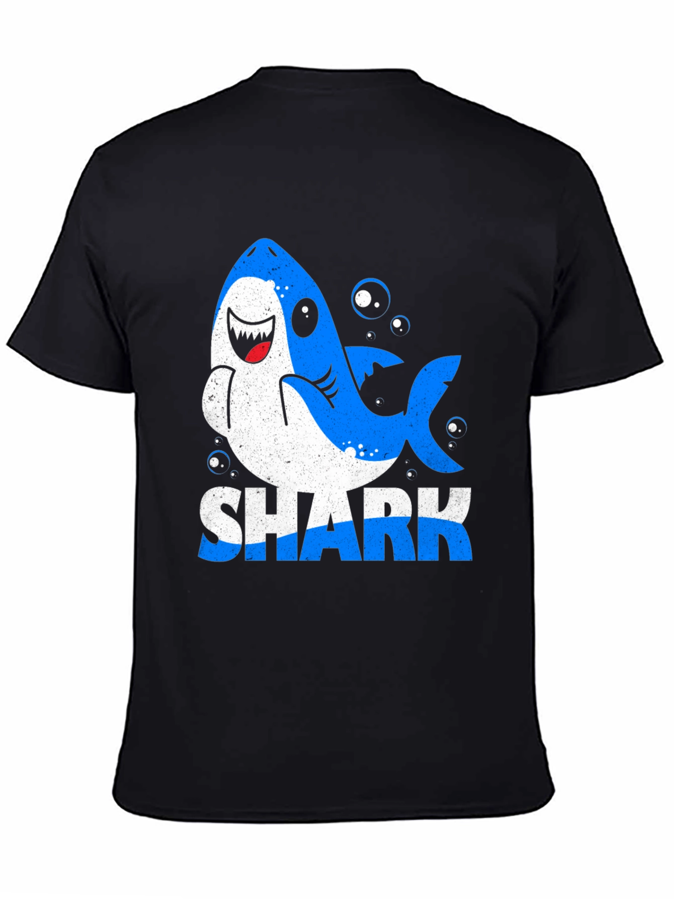 Shark Cartoon Graphic Black T-Shirt