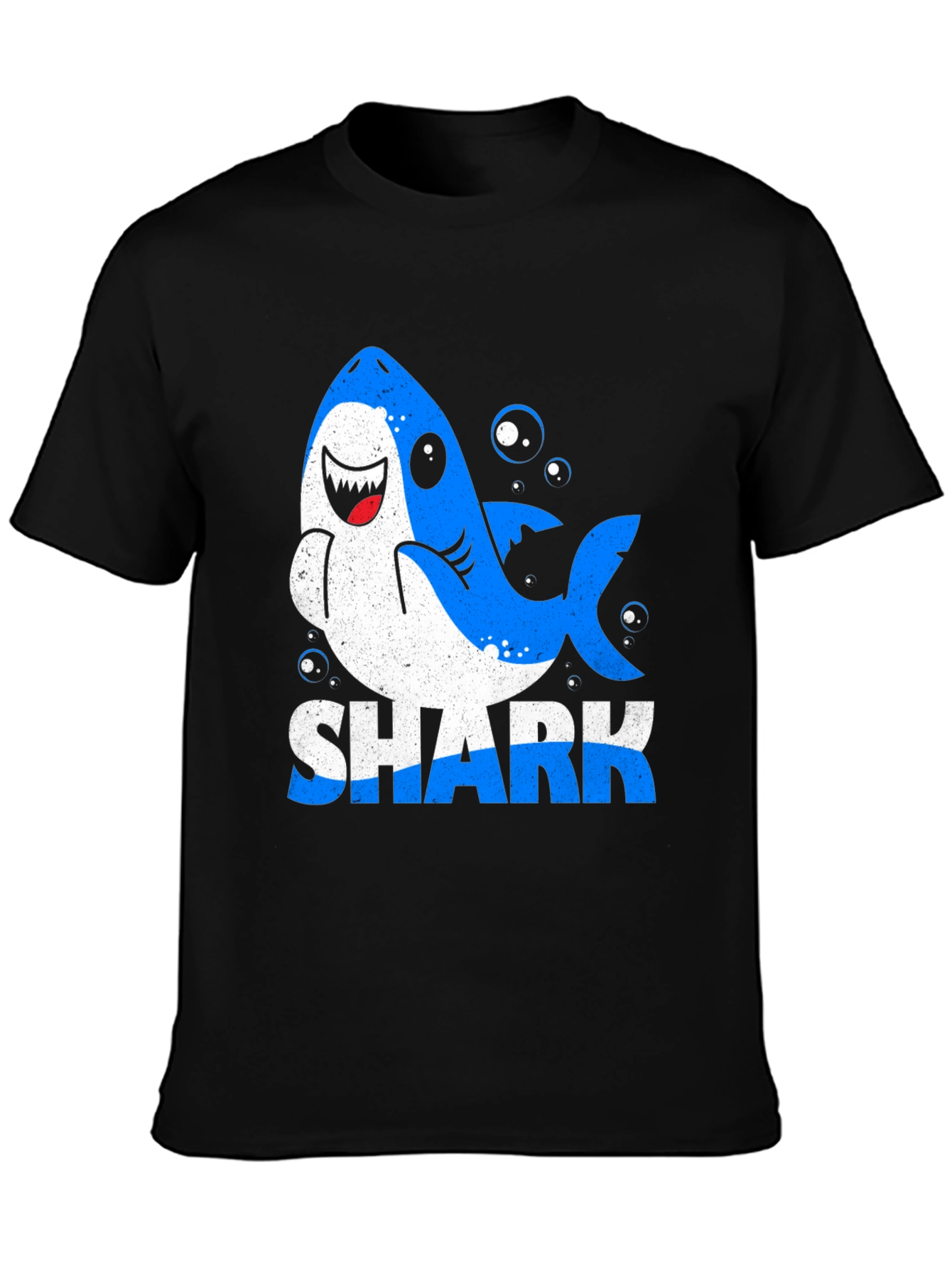 Shark Cartoon Graphic Black T-Shirt