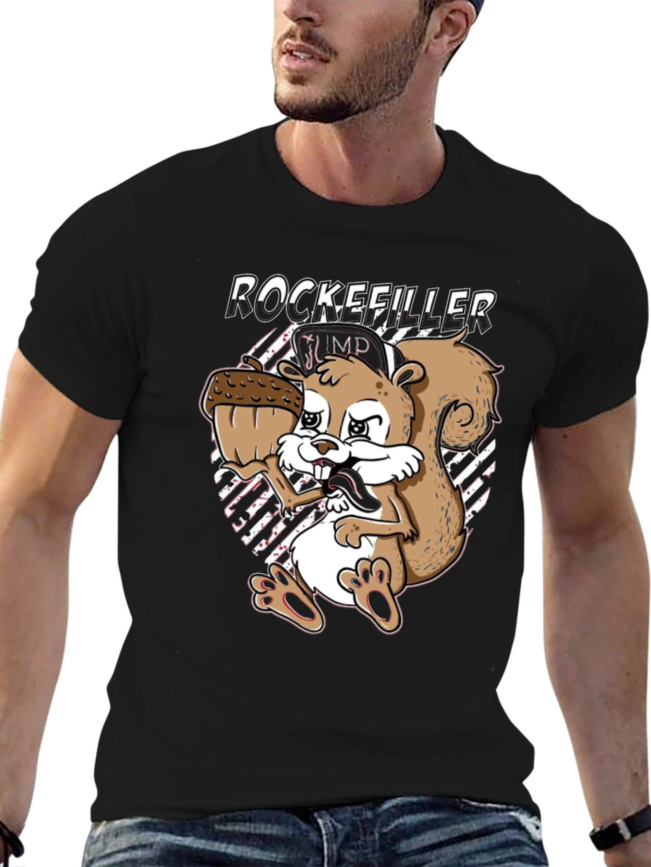 Rockefeller Squirrel Black T-Shirt