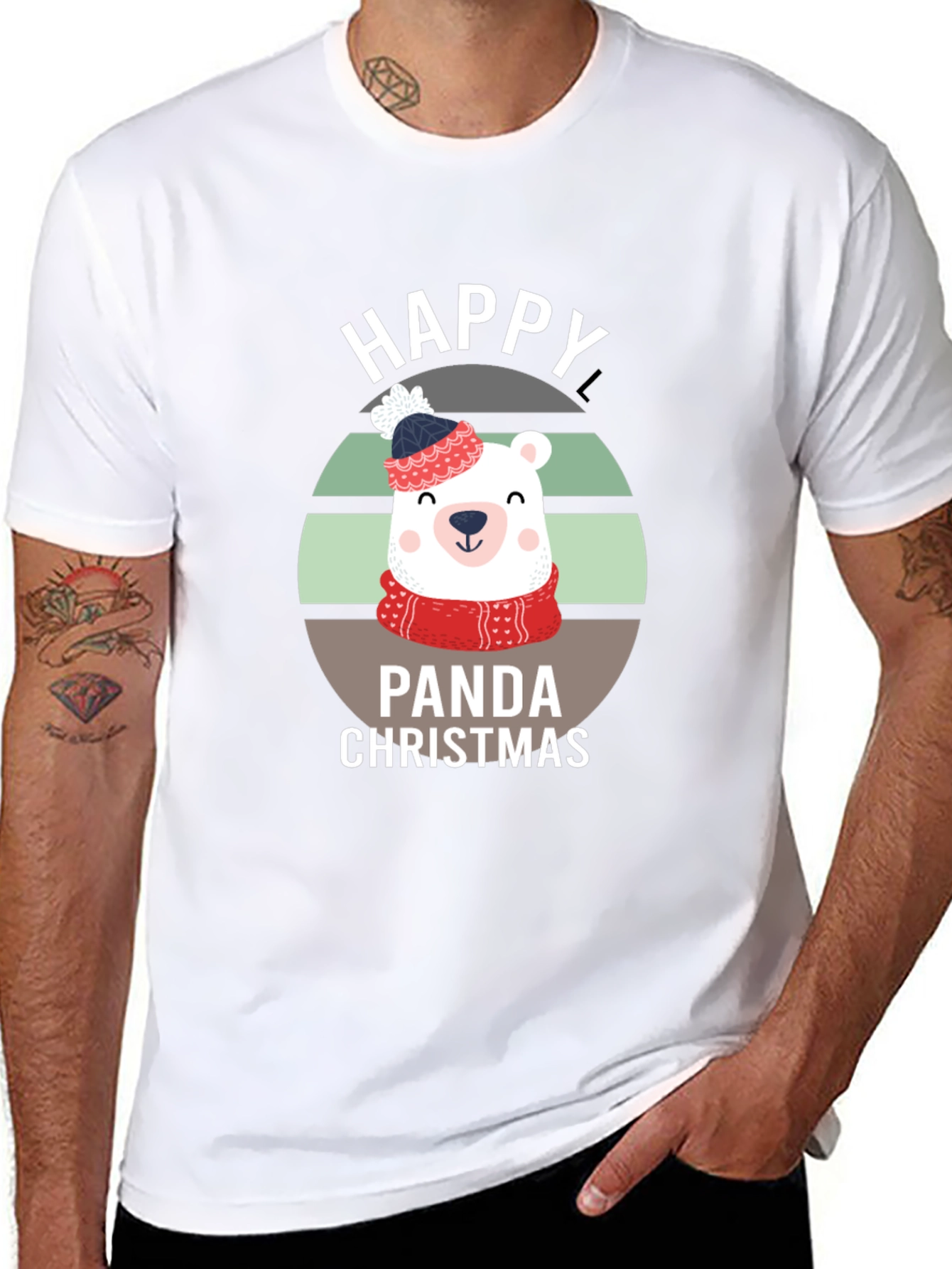 Happy Panda Christmas Graphic T-Shirt