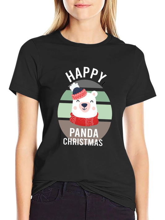Happy Panda Christmas Graphic T-Shirt