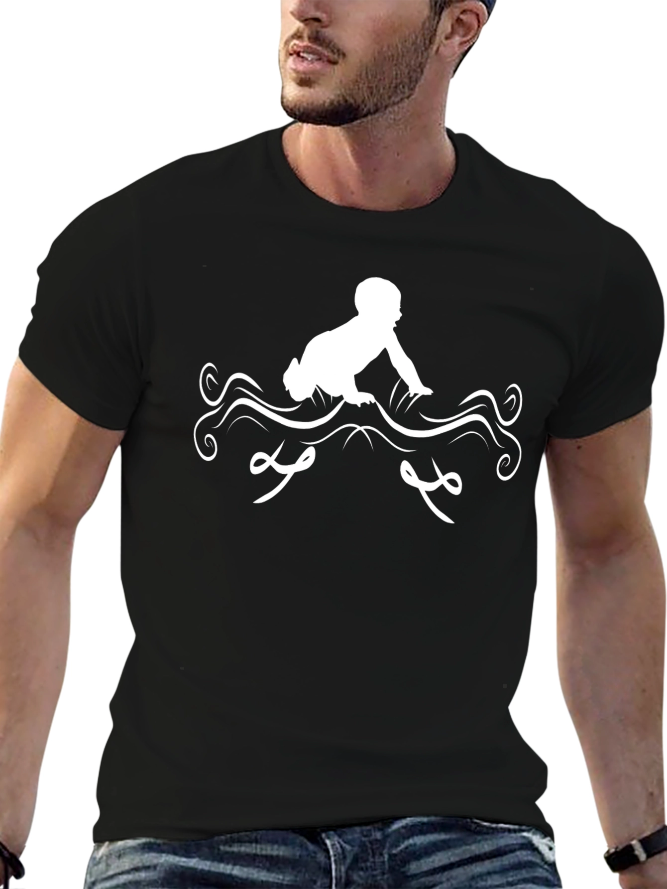 Baby Crawling Graphic T-Shirt - Black