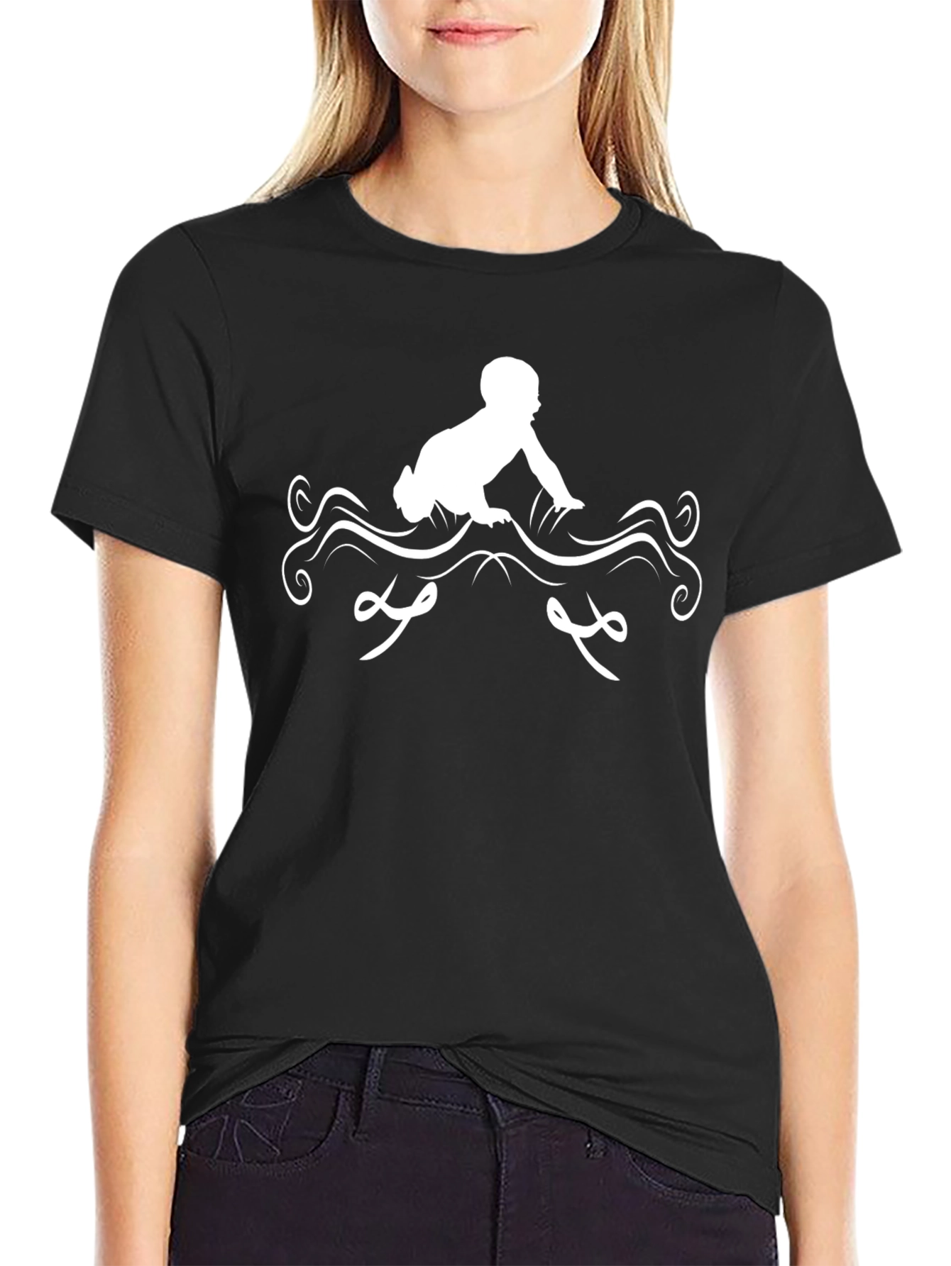 Baby Crawling Graphic T-Shirt - Black
