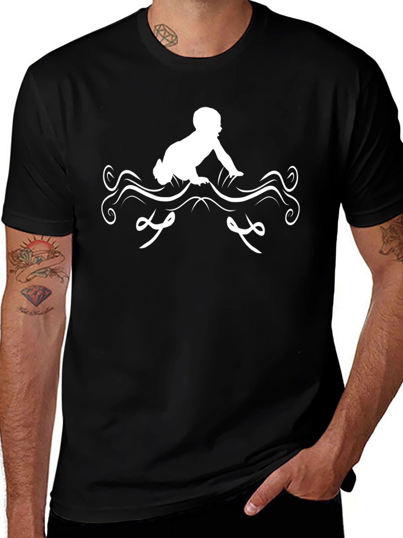 Baby Crawling Graphic T-Shirt - Black