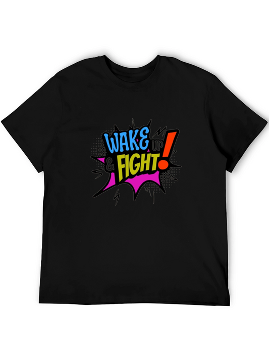 Wake Up & Fight Graphic Black T-Shirt