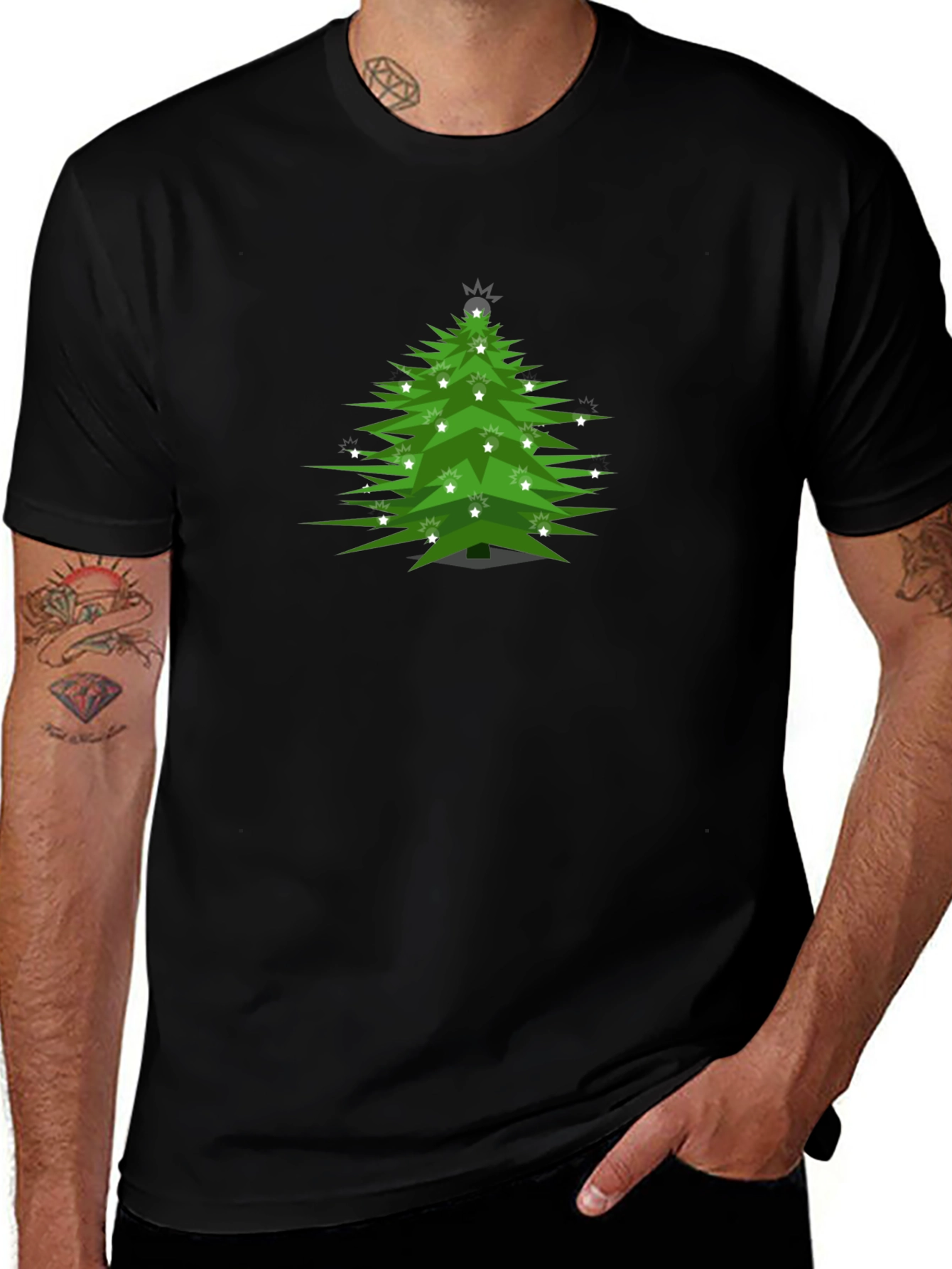 Christmas Tree Graphic Tee - Festive Holiday Shirt