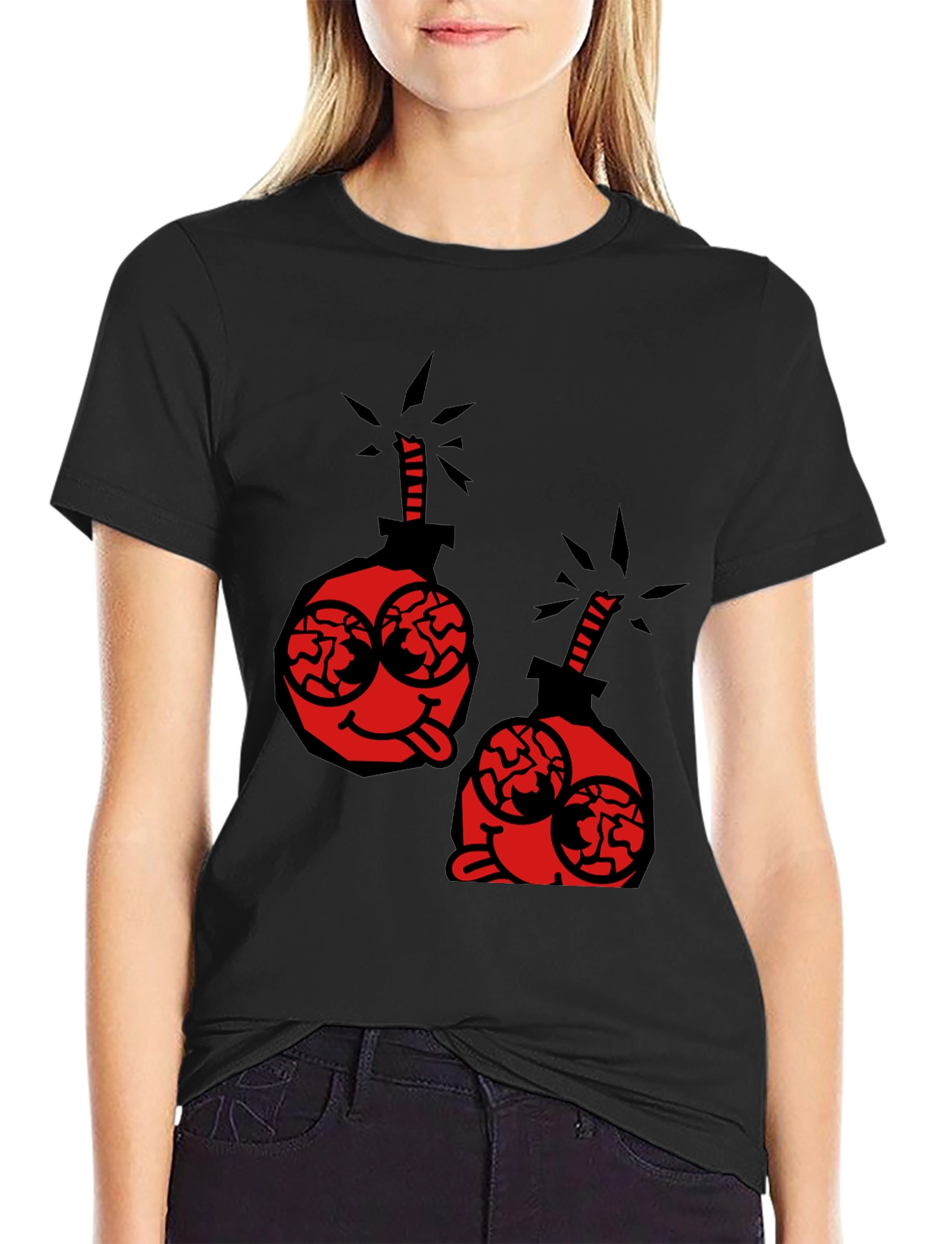 Cartoon Bomb Graphic Tee - Black