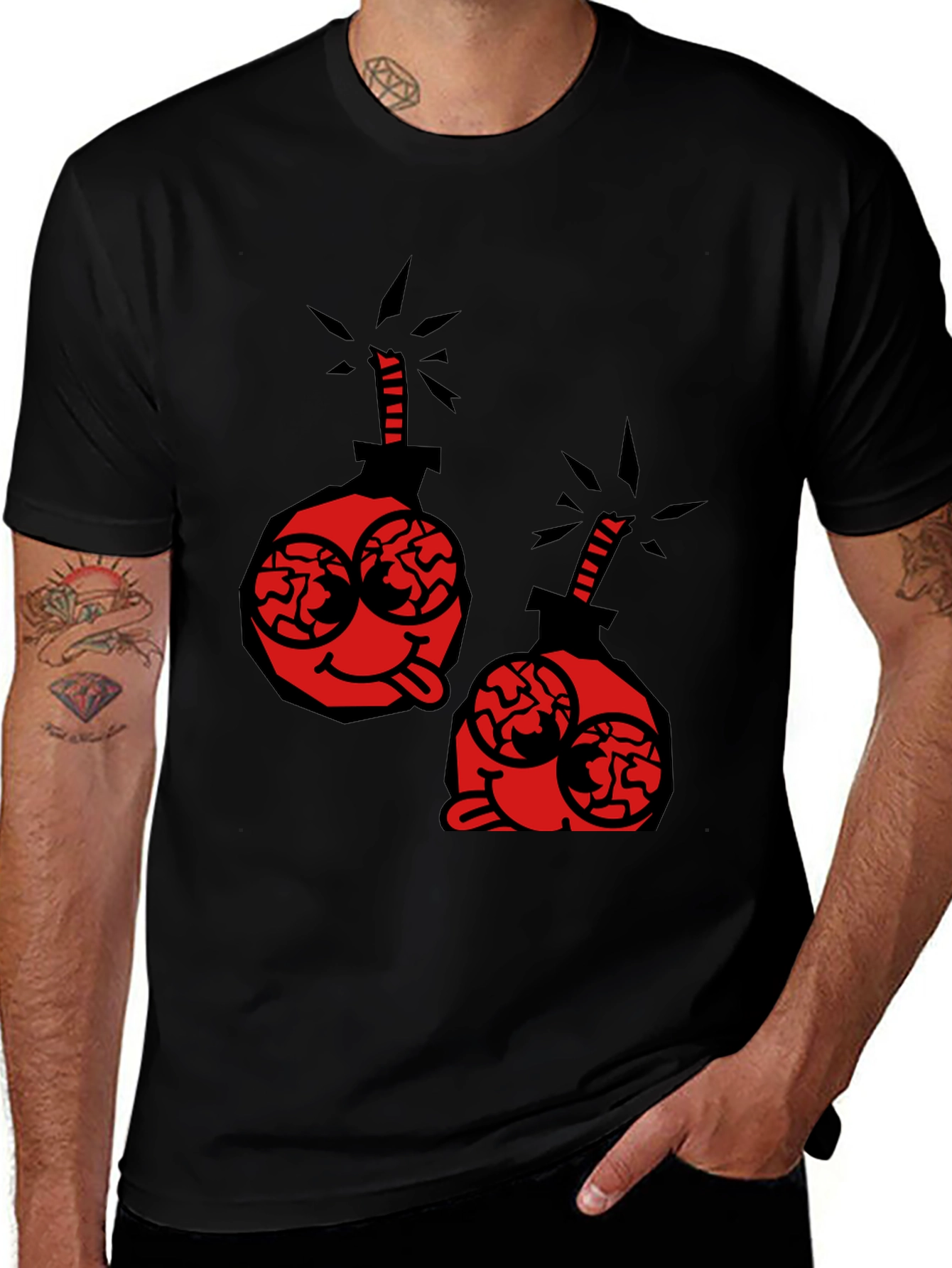 Cartoon Bomb Graphic Tee - Black