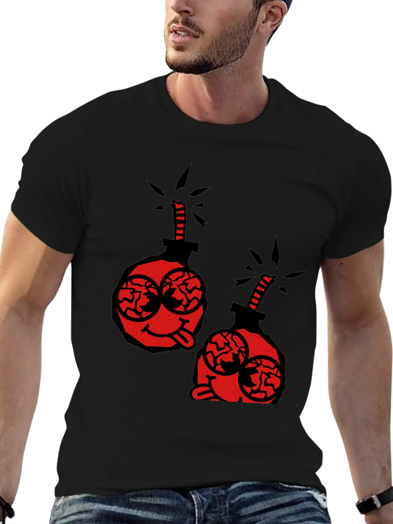 Cartoon Bomb Graphic Tee - Black