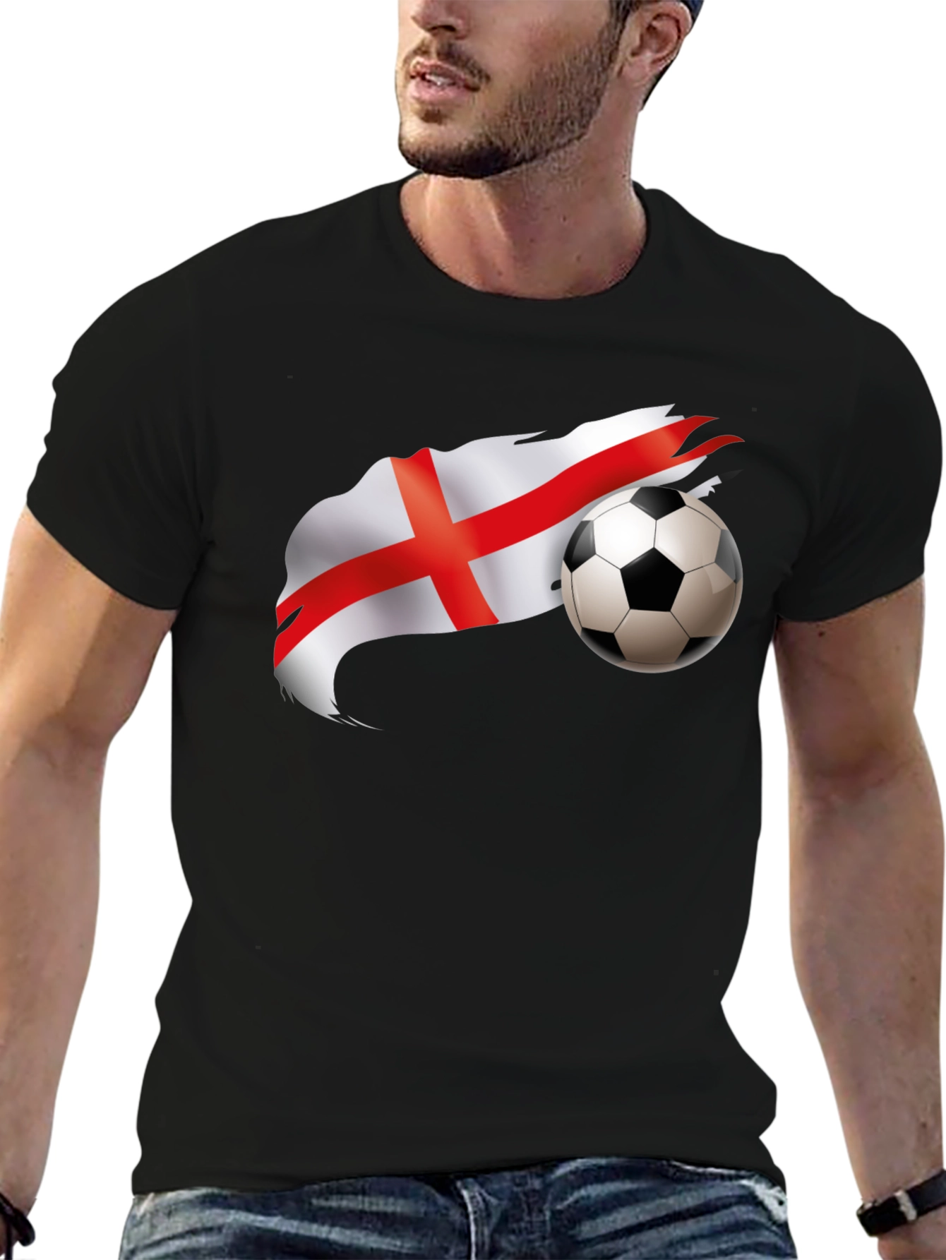 England Flag Football Graphic Black T-Shirt
