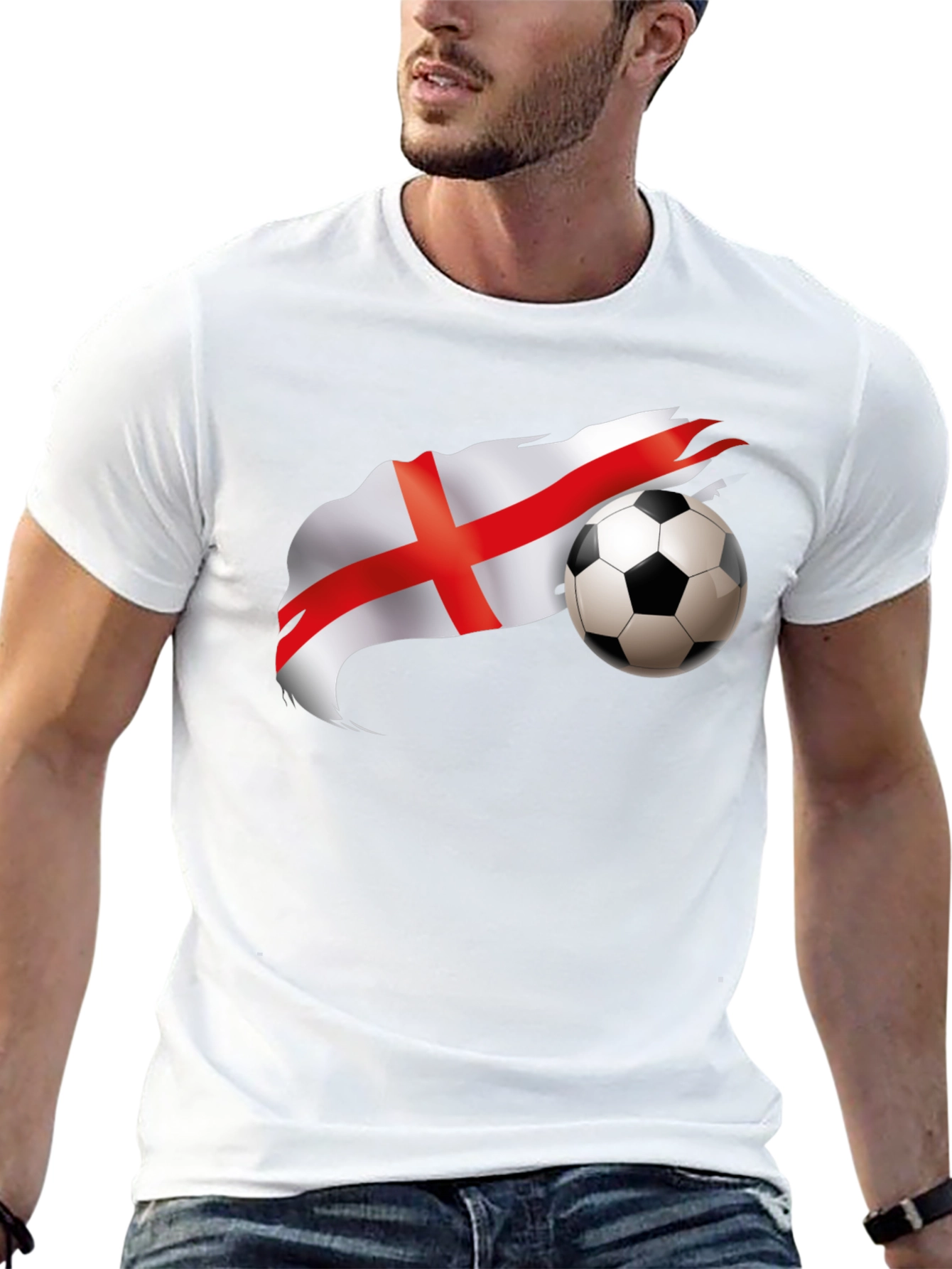 England Flag Football Graphic Black T-Shirt