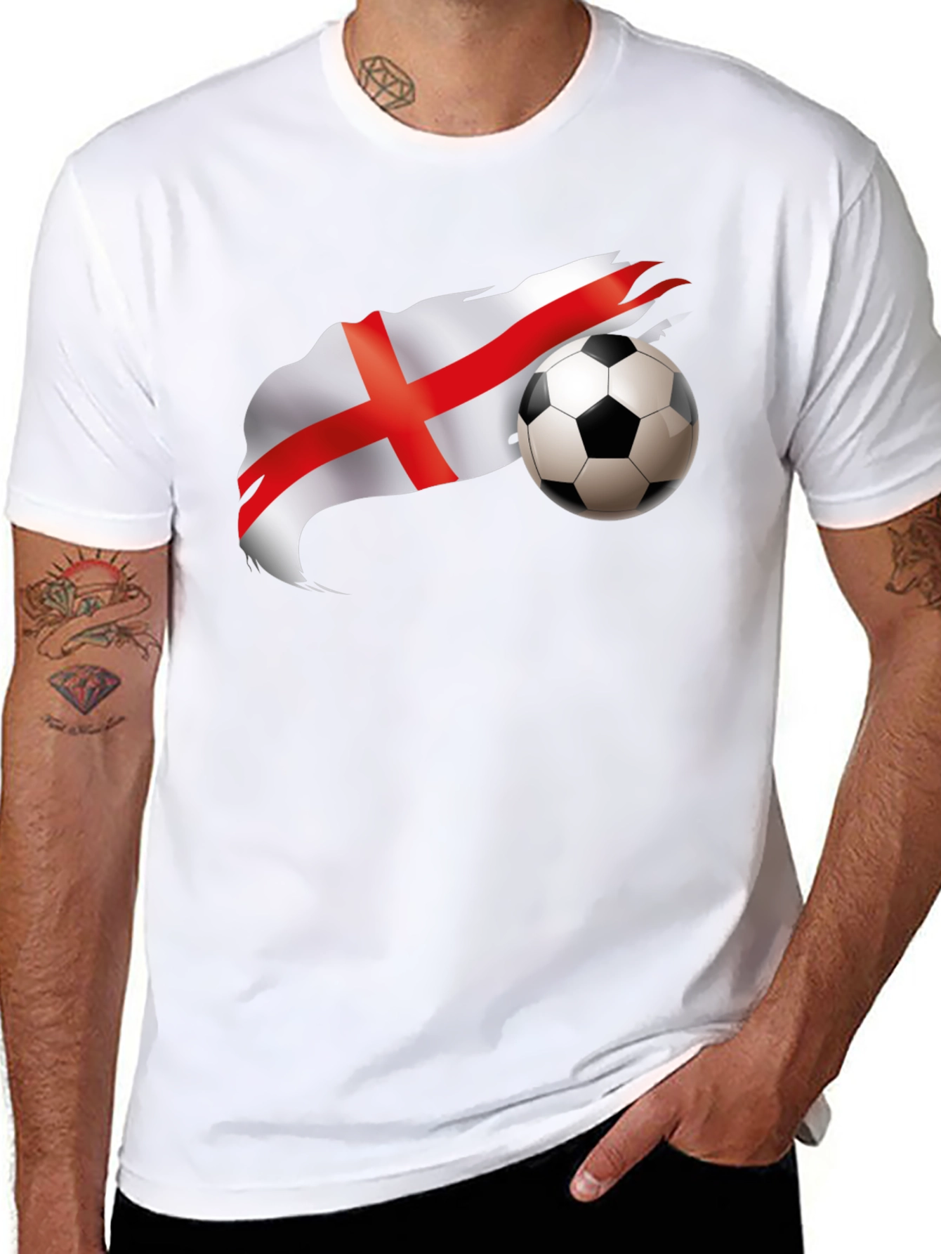 England Flag Football Graphic Black T-Shirt