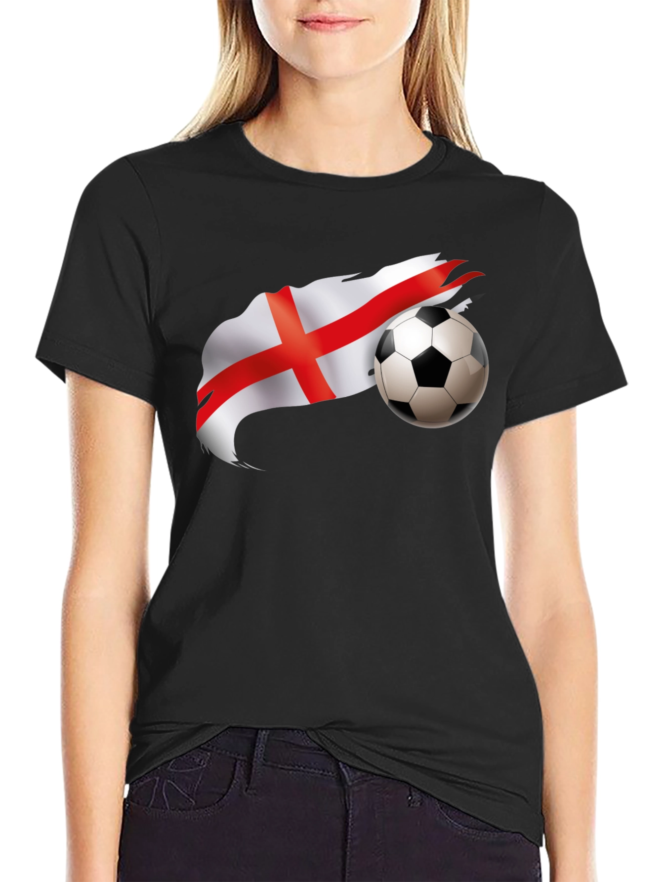 England Flag Football Graphic Black T-Shirt