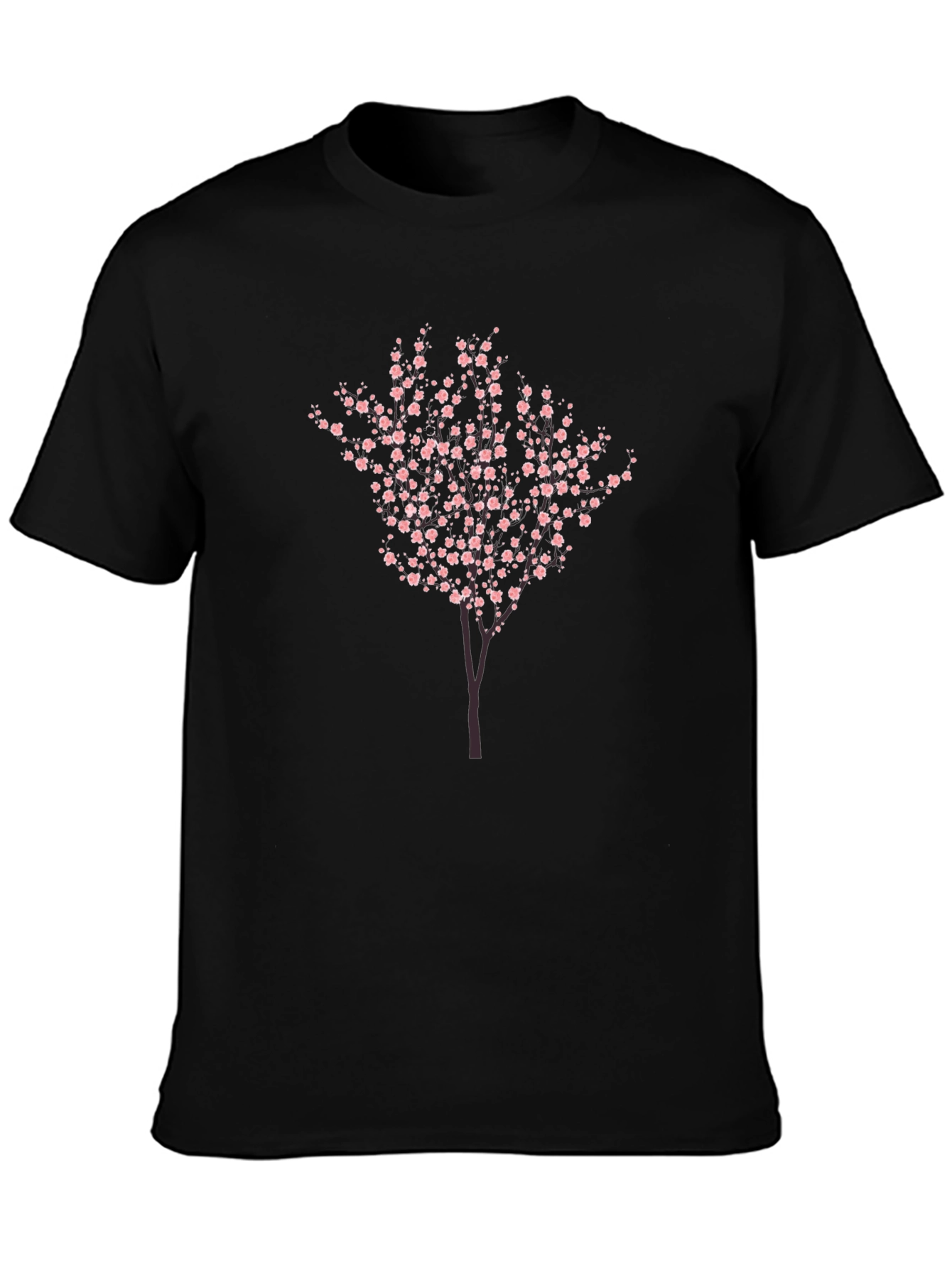 Cherry Blossom Tree Graphic Tee - Black Cotton Blend