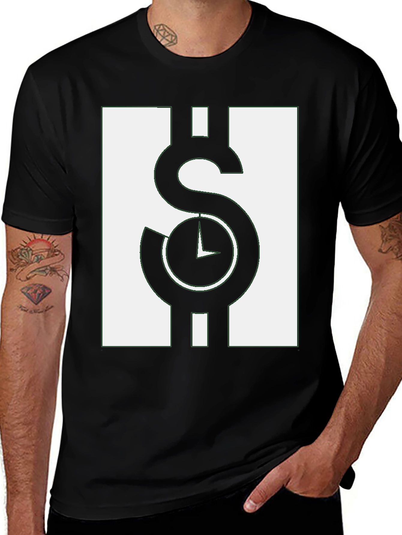 Time is Money Graphic Tee - Black Casual Shirt