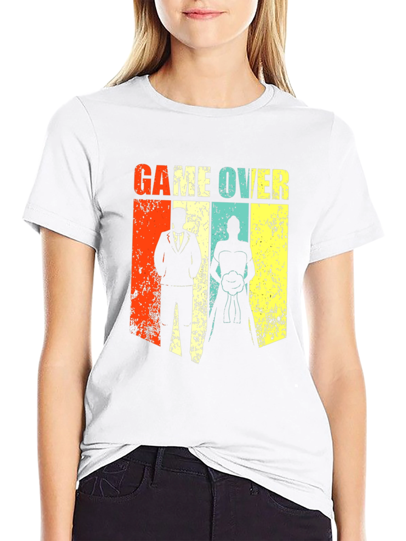 Game Over Wedding T-Shirt - Groom and Bride