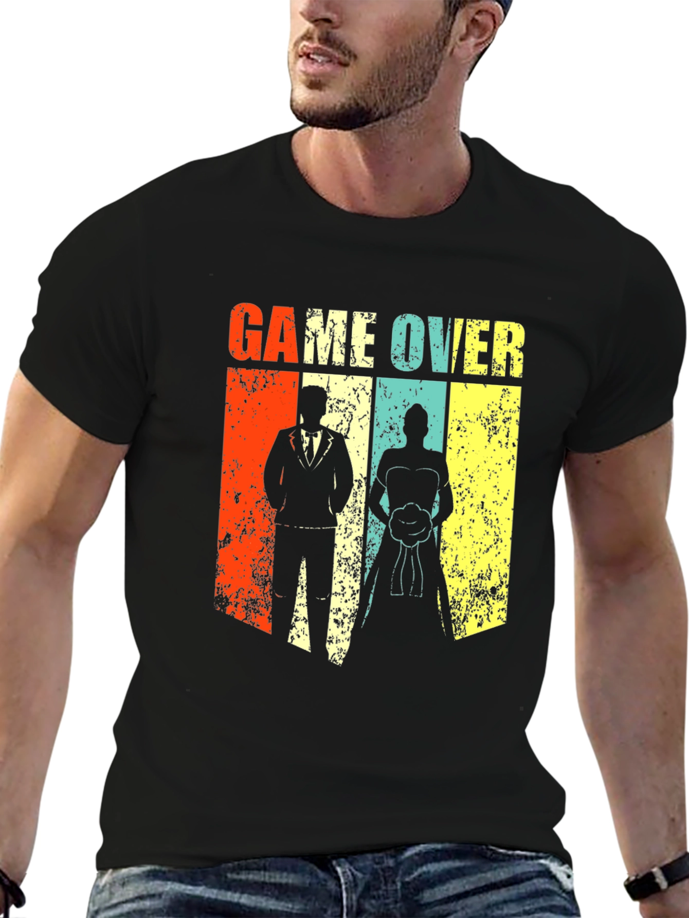 Game Over Wedding T-Shirt - Groom and Bride