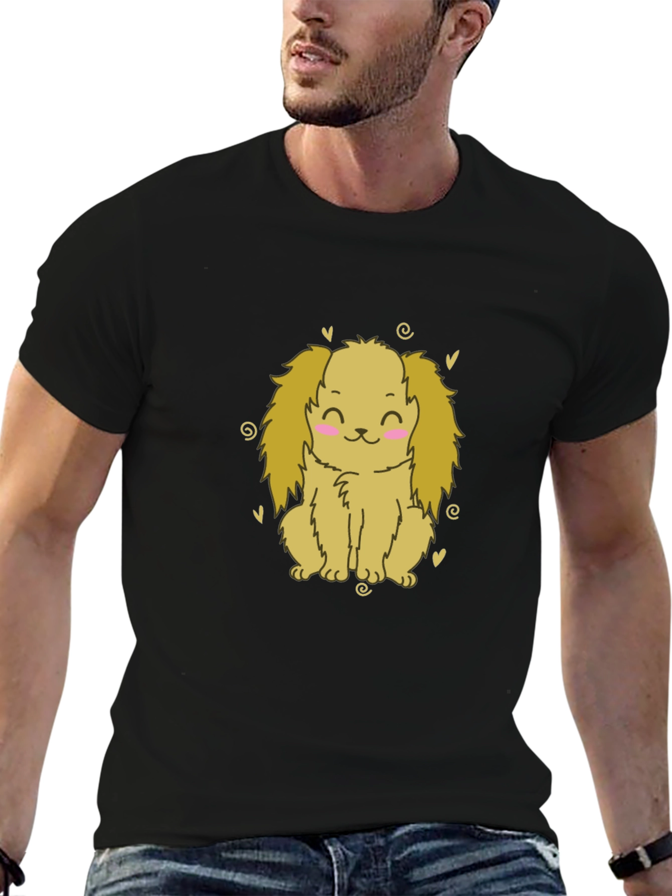 Cute Dog T-Shirt - Black Cotton Tee