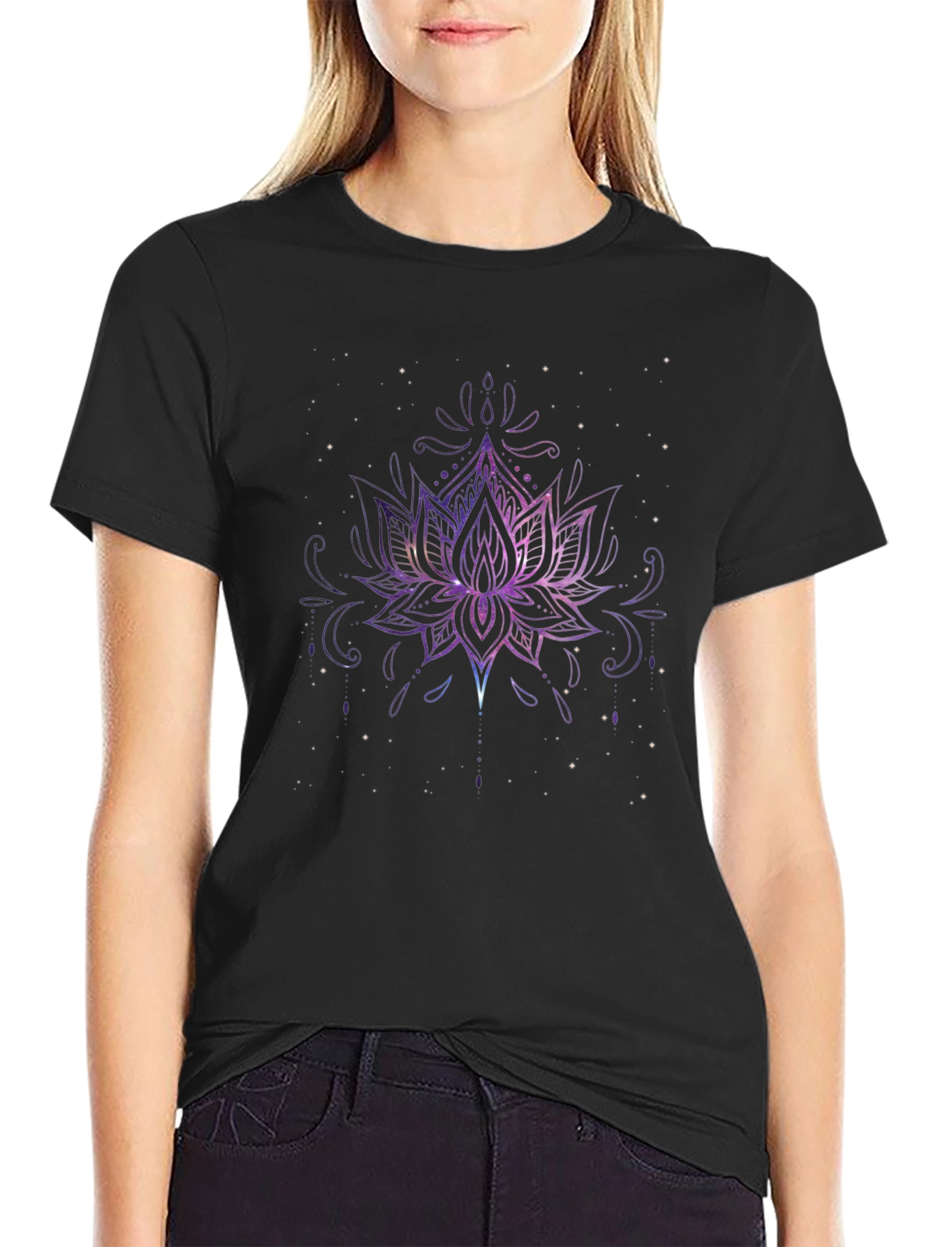 Galaxy Lotus Flower Graphic Tee
