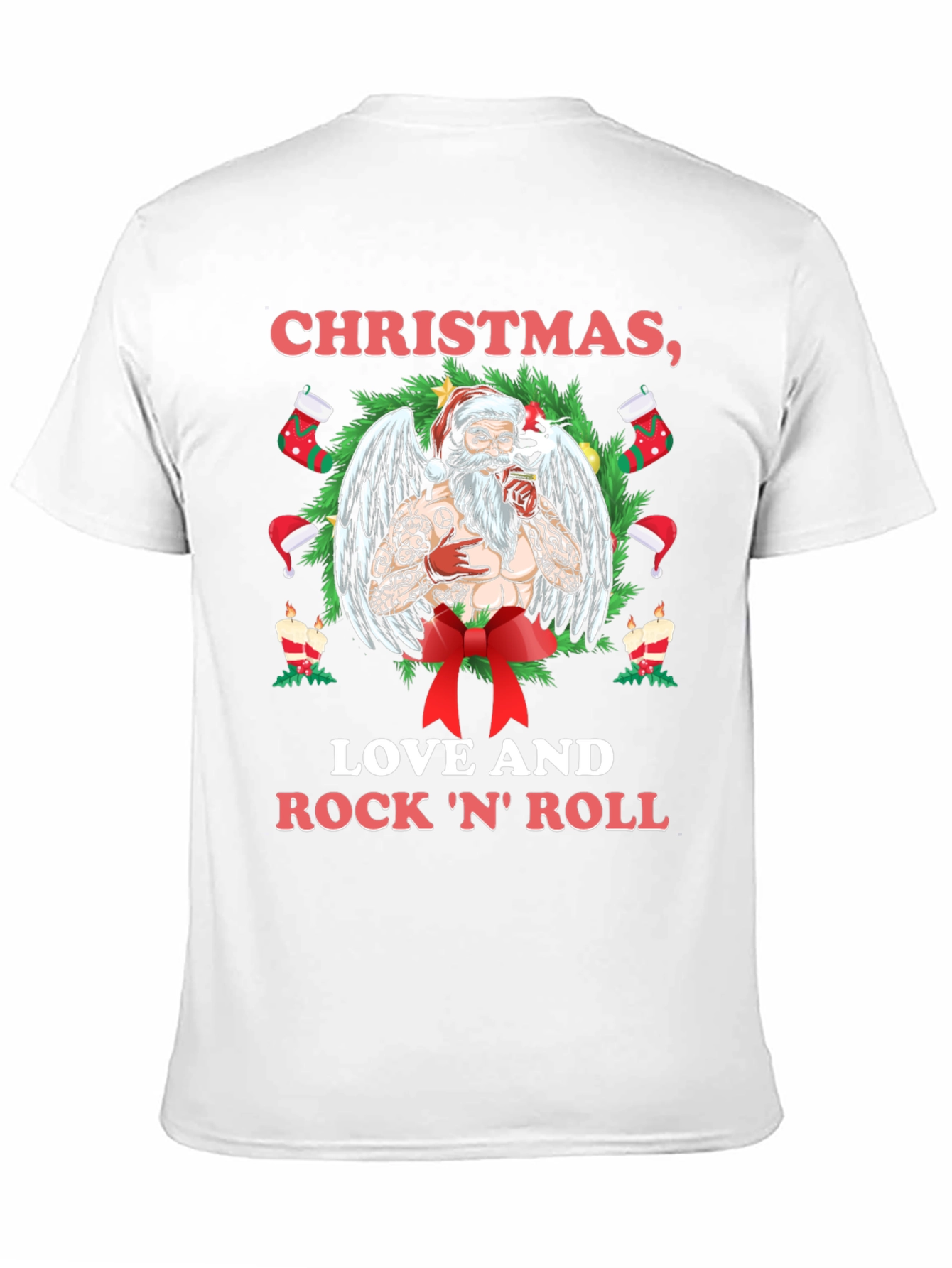 Christmas Love & Rock N Roll Santa T-Shirt