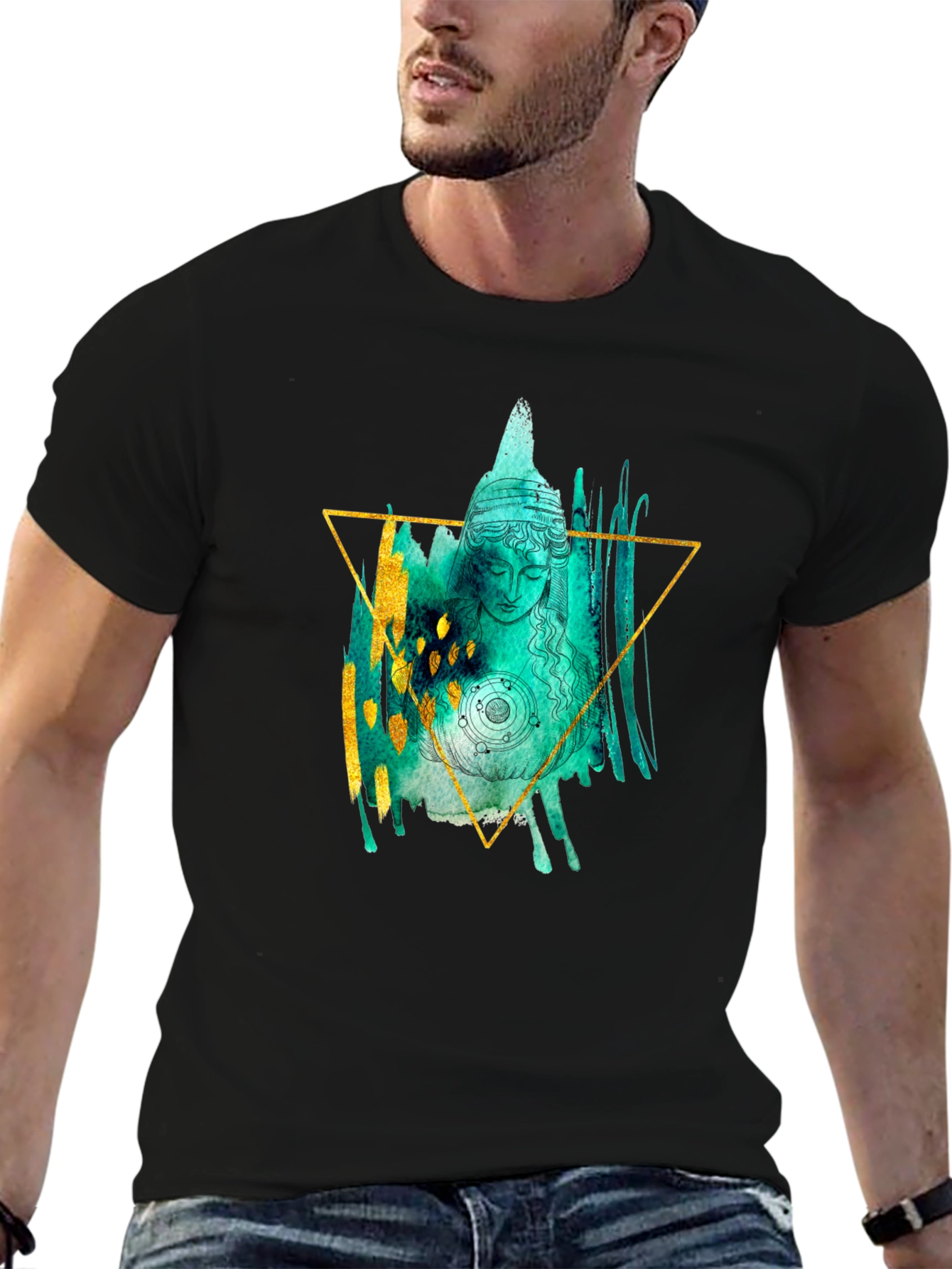 Abstract Buddha Graphic Tee - Unisex Black T-Shirt