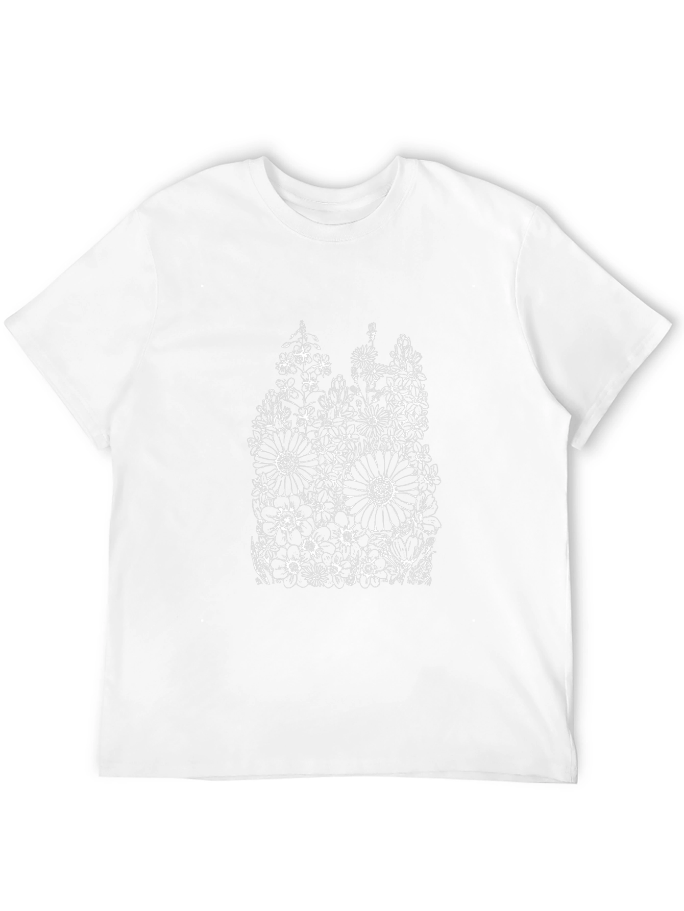 Floral Print Black T-Shirt - Artistic Botanical Design